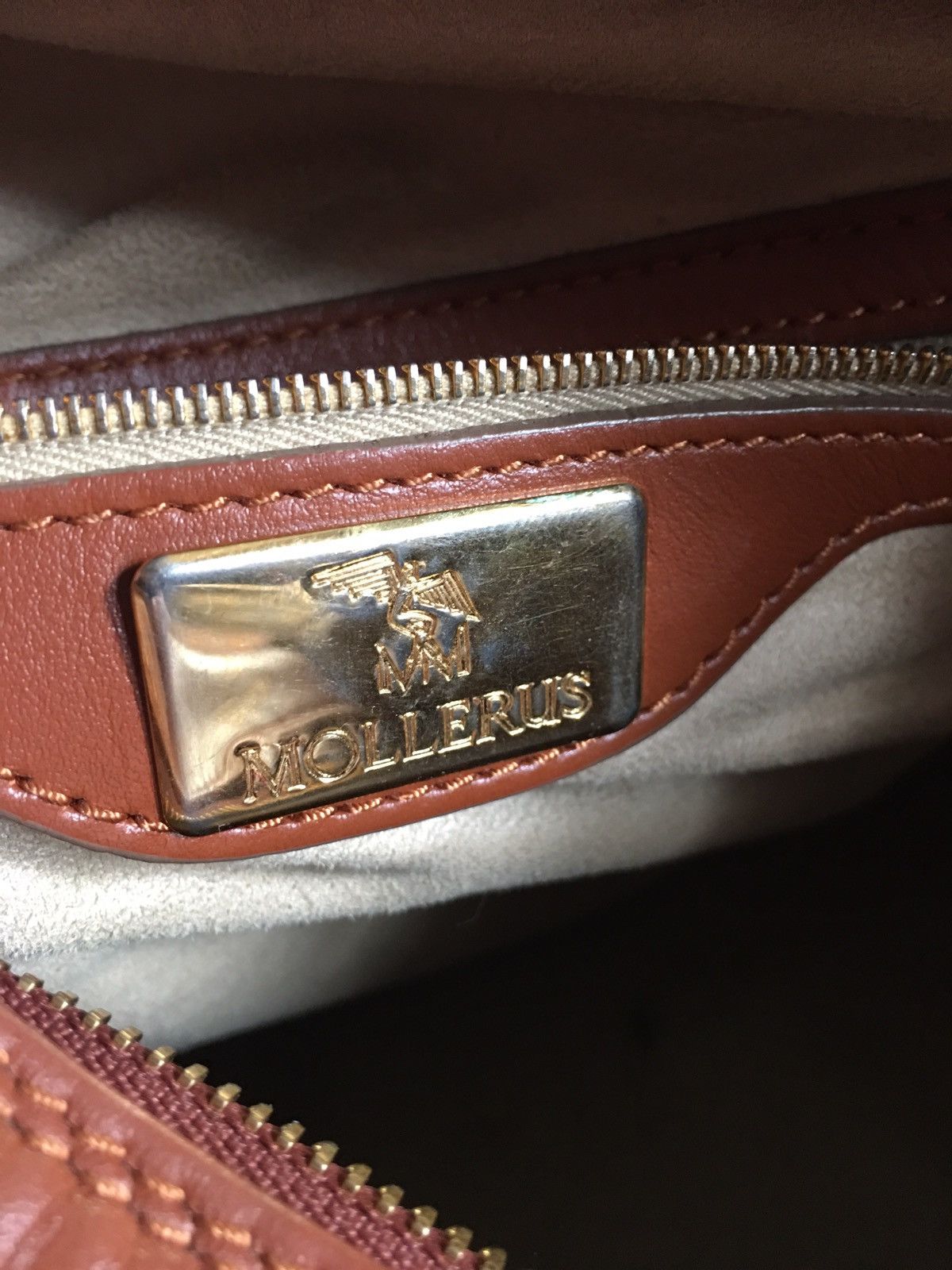 Vintage Maison Mollerus Leather Monogram Vintage Handbag Should Bag Size ONE SIZE - 12 Thumbnail