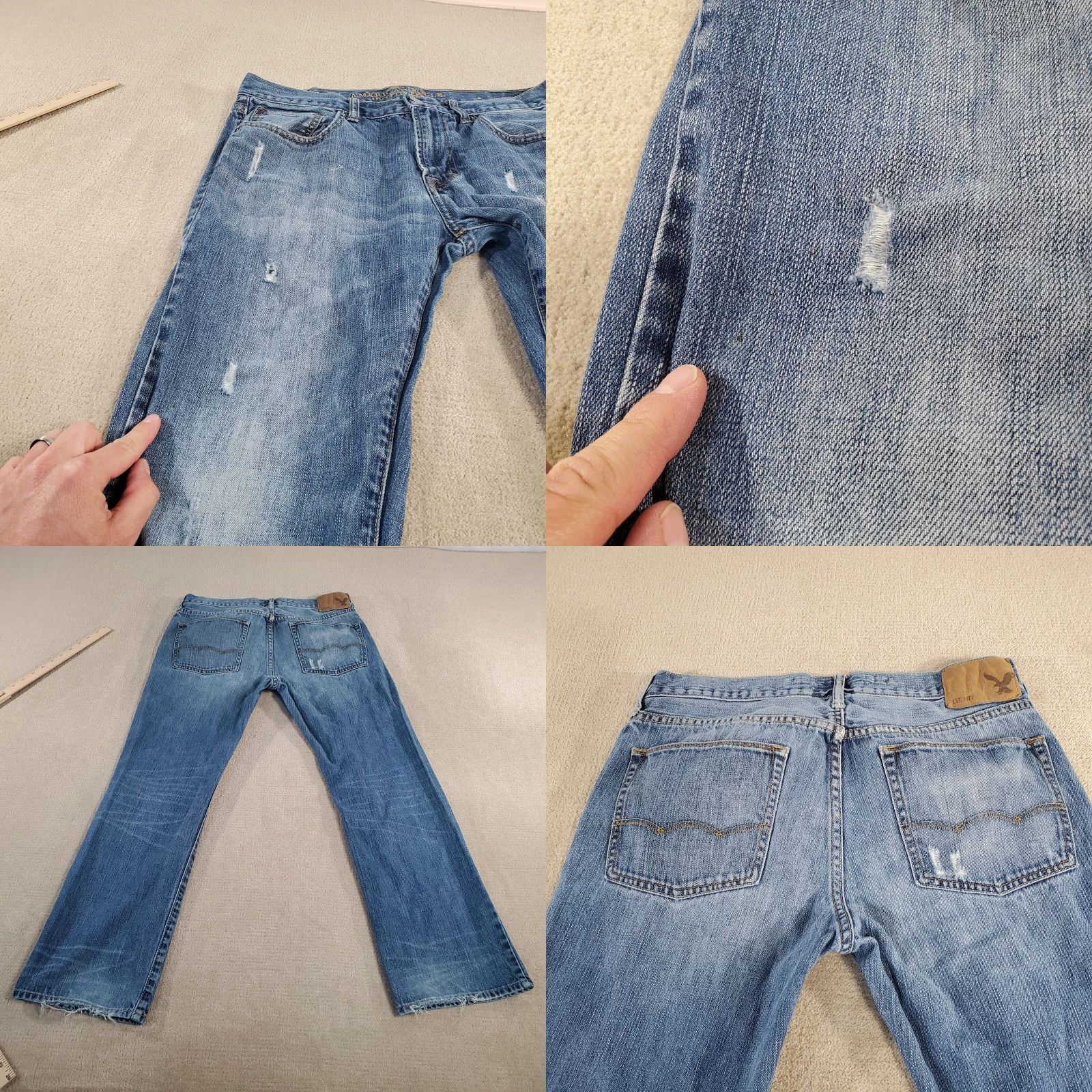 American Eagle Outfitters American Eagle Jeans Mens 32x30 Blue Original Straight Leg Faded Distressed Size US 32 / EU 48 - 8 Thumbnail