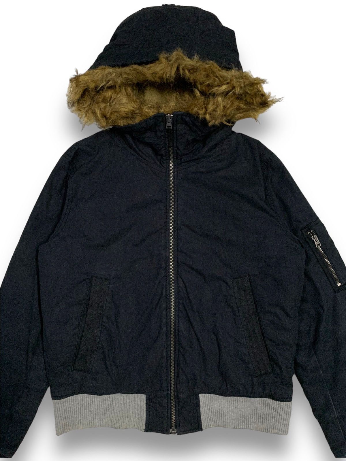 14th Addiction Gap Moonless Night Faux Fur Hooded Bomber Jacket Size US XS / EU 42 / 0 - 4 Thumbnail