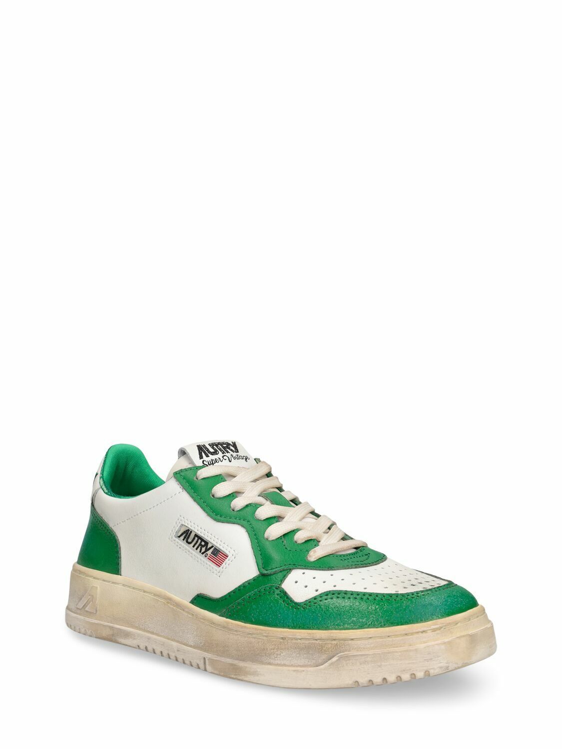 AUTRY o1y0725 Leather Low-Top Sneakers in Green/White Size US 8 / IT 38 - 2 Thumbnail