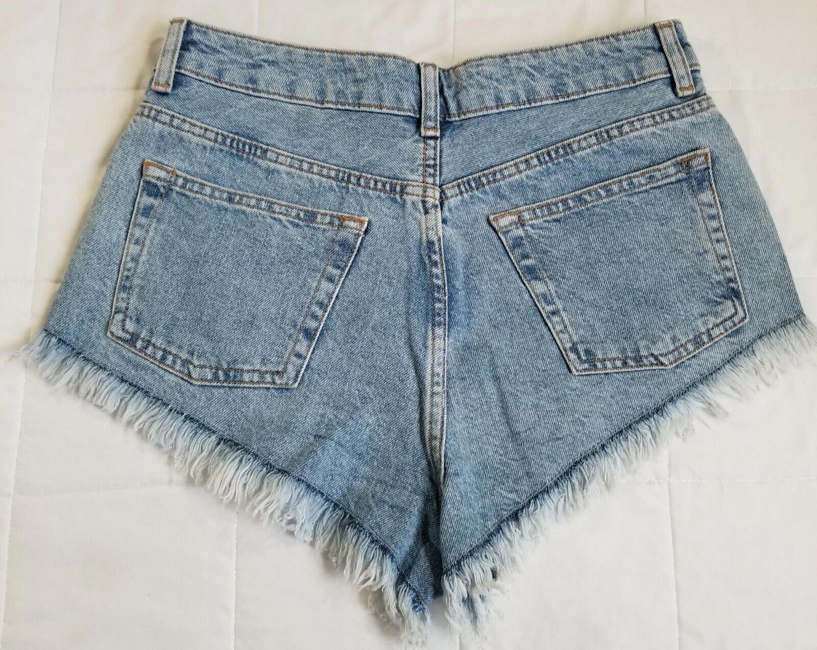 Topshop TopShop Womens Kiri Denim Jean Shorts High Waisted Size 6 Size 28" / US 6 / IT 42 - 6 Thumbnail