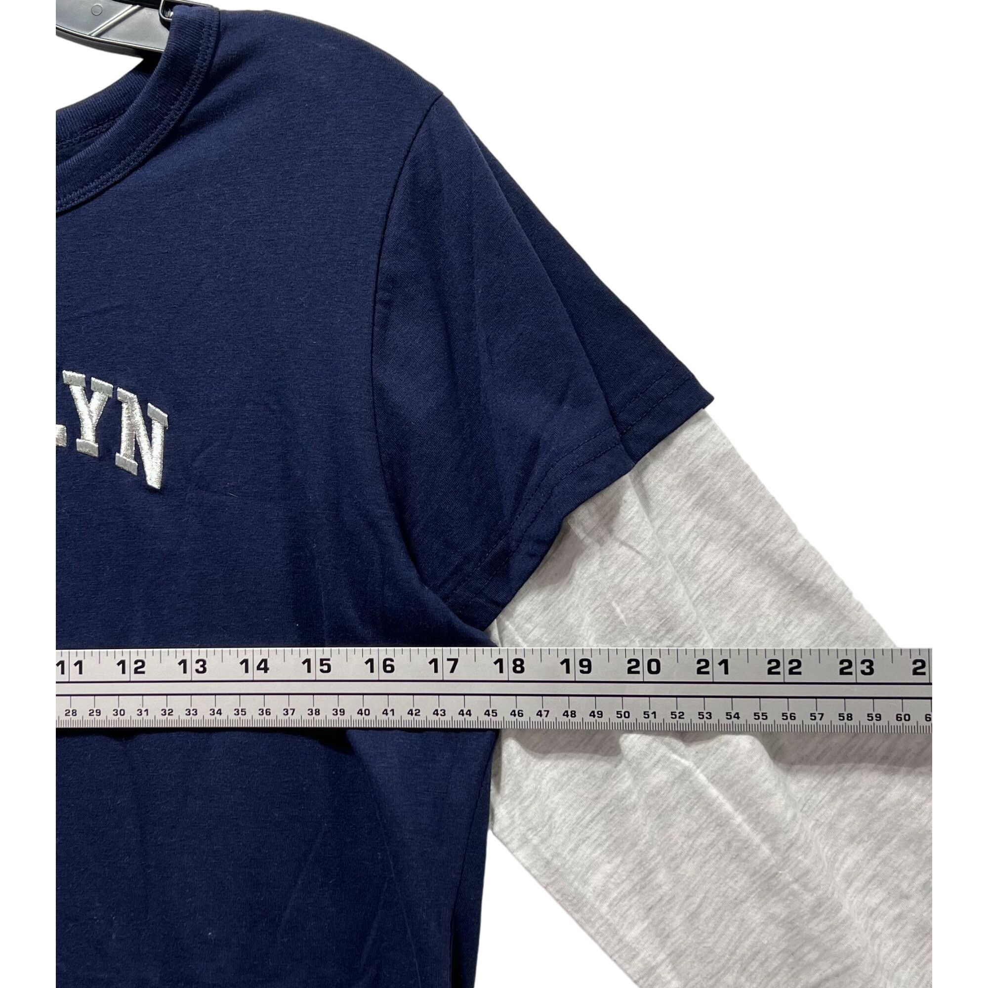Other Rue + - Women's Long Sleeve T-Shirt - Graphic Tee - Blue/Gra Size XXL / US 16-18 / IT 52-54 - 3 Thumbnail