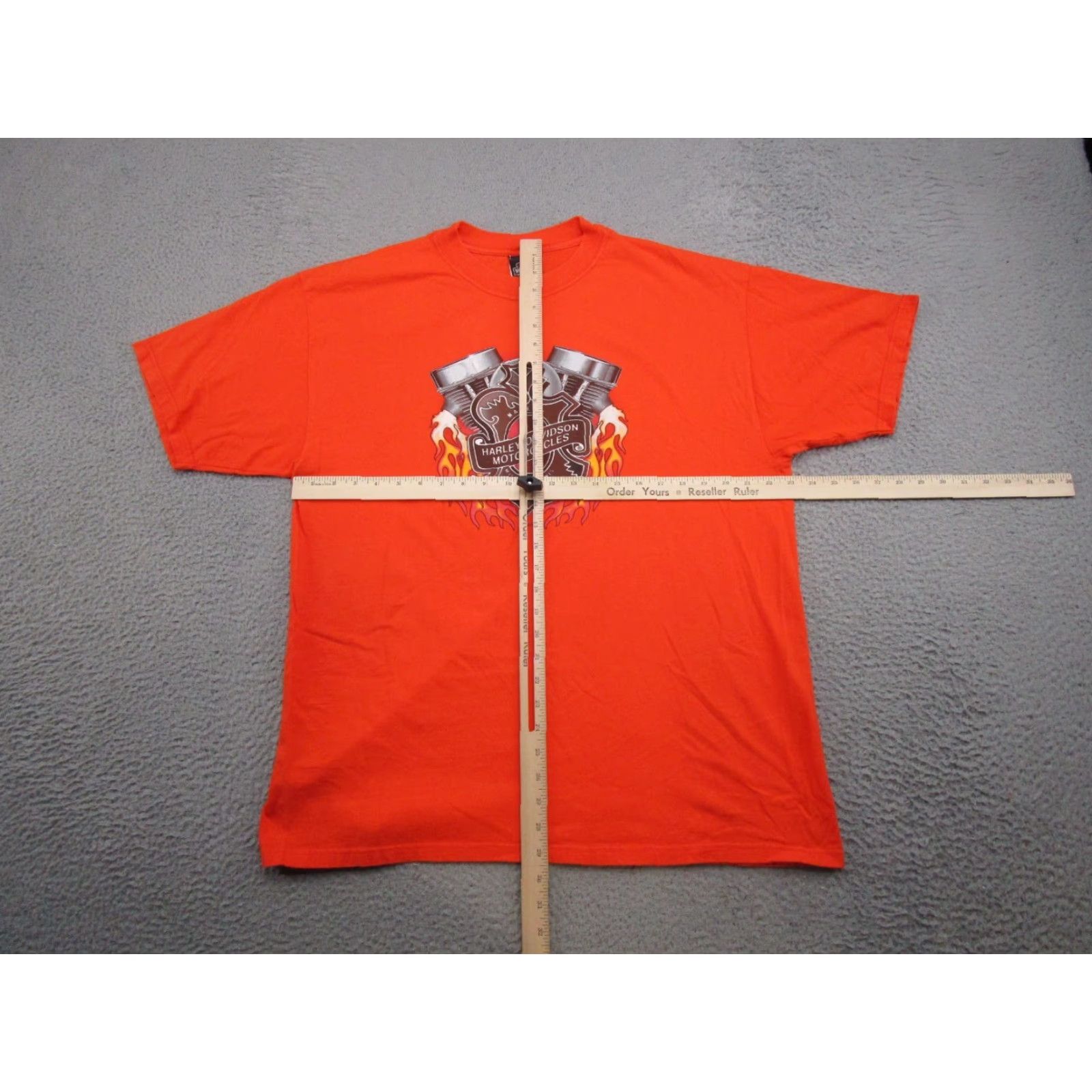 Harley Davidson VINTAGE Y2K 2001 Harley Davidson Engine Flames Double Sided Orange Shirt Size XL Size US XL / EU 56 / 4 - 6 Thumbnail