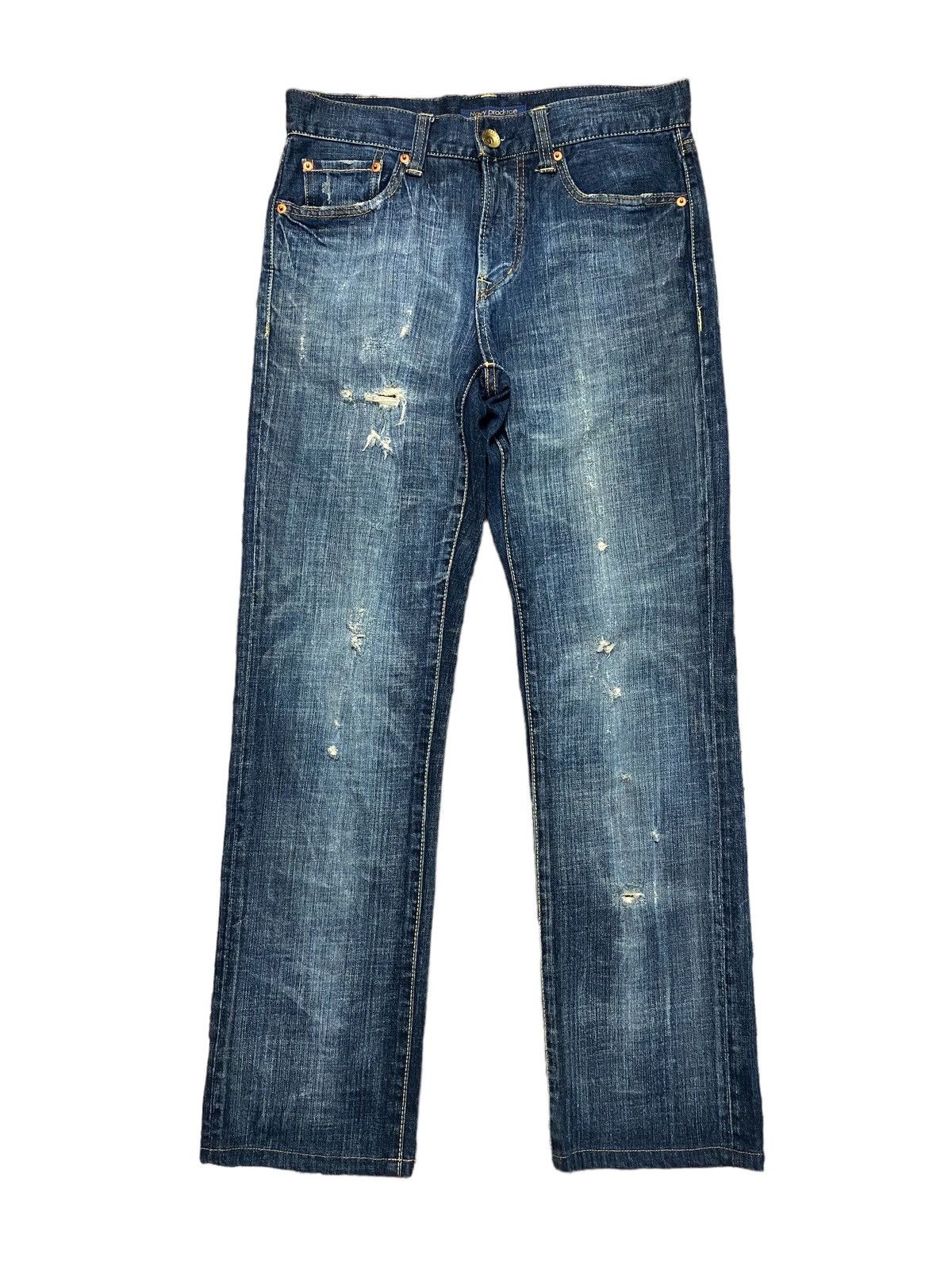 Japanese Brand Navy Produce Distressed Denim Faded Japanese Jeans Size US 29 - 1 Thumbnail