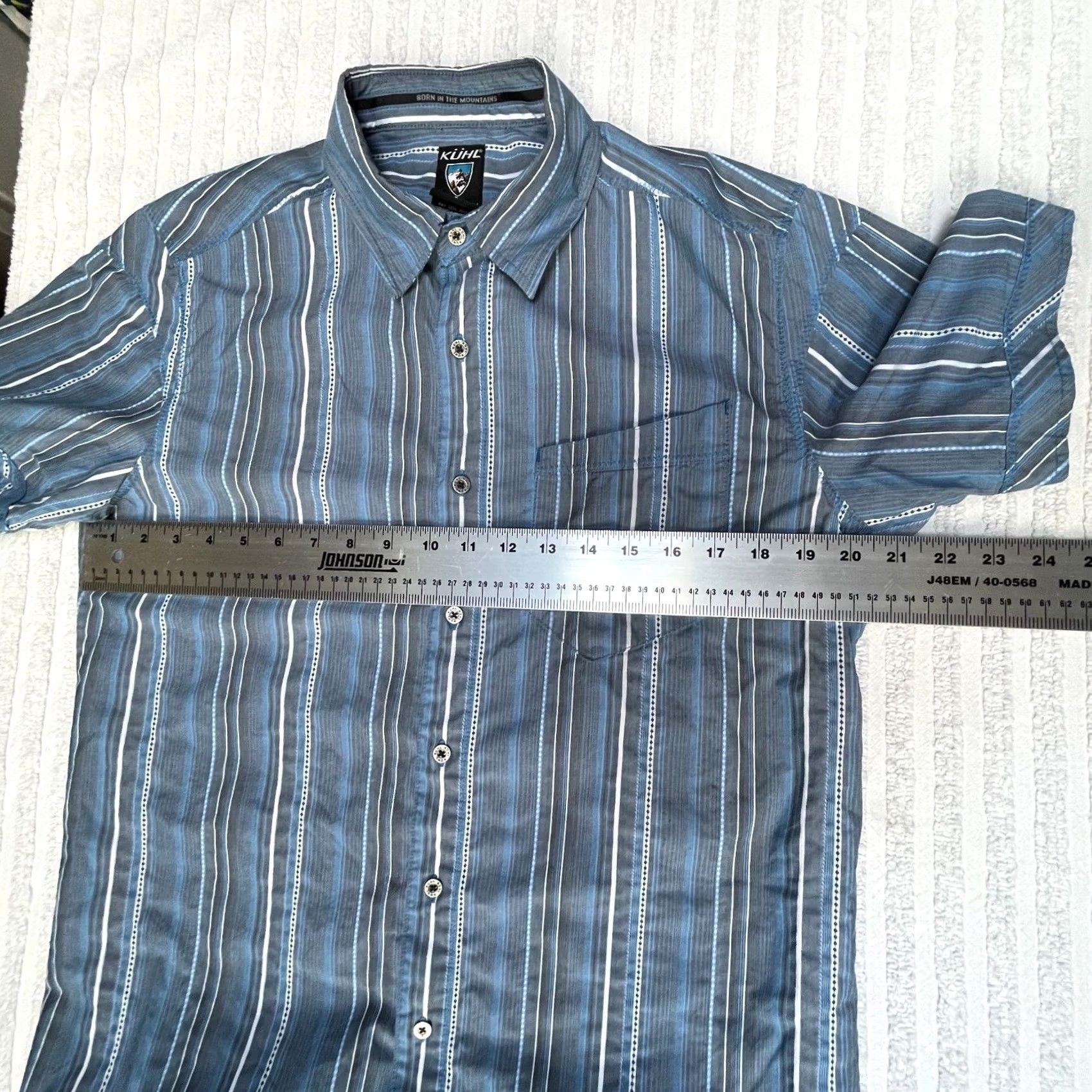 Vintage Kuhl Men's Suncel Striped Short Sleeve Button Up Outdoor Hiking Shirt Small Blue Size US S / EU 44-46 / 1 - 6 Thumbnail
