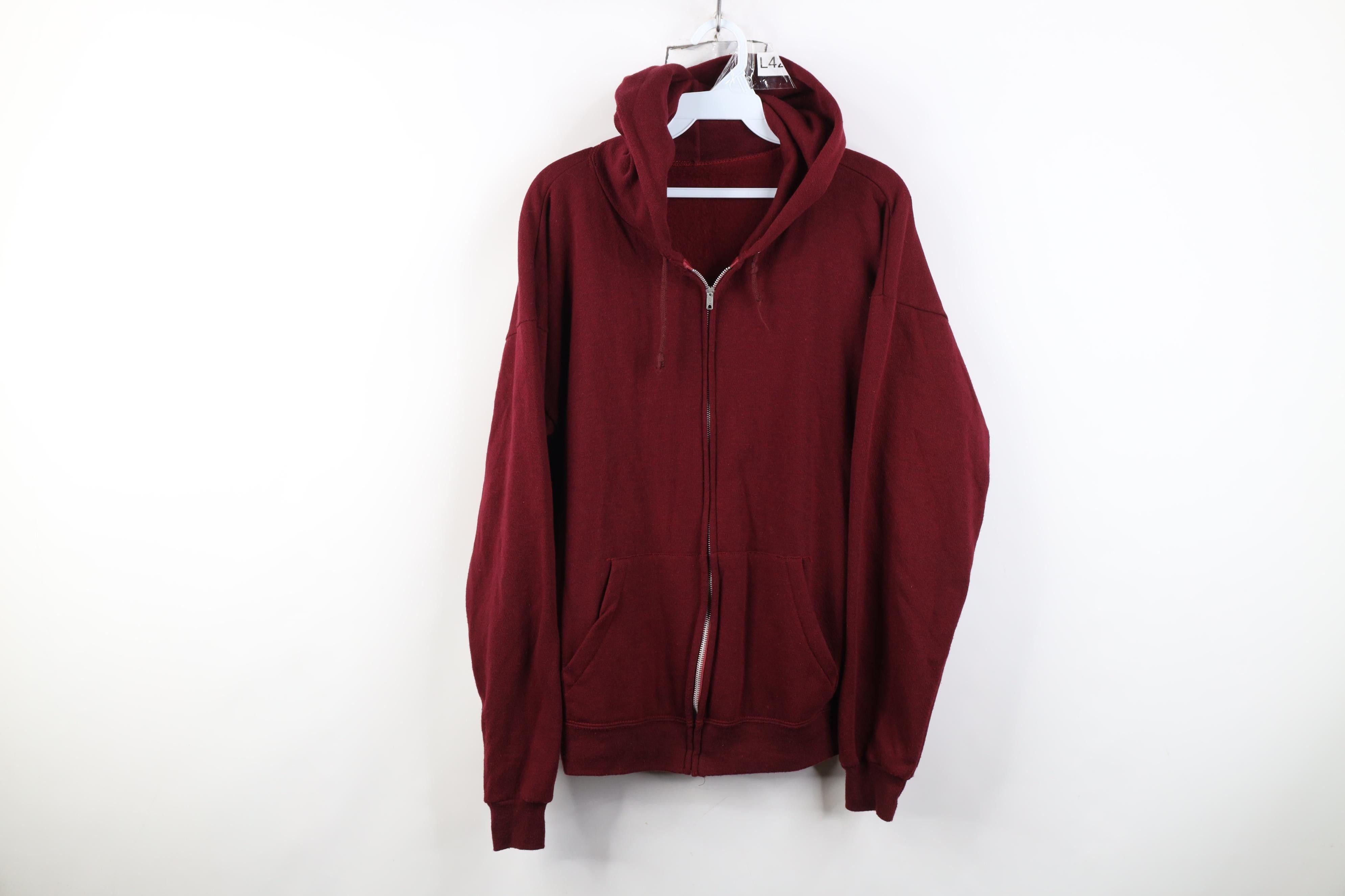 Vintage Vintage 70s Streetwear Full Zip Hoodie Sweatshirt Red USA Size US M / EU 48-50 / 2 - 1 Thumbnail