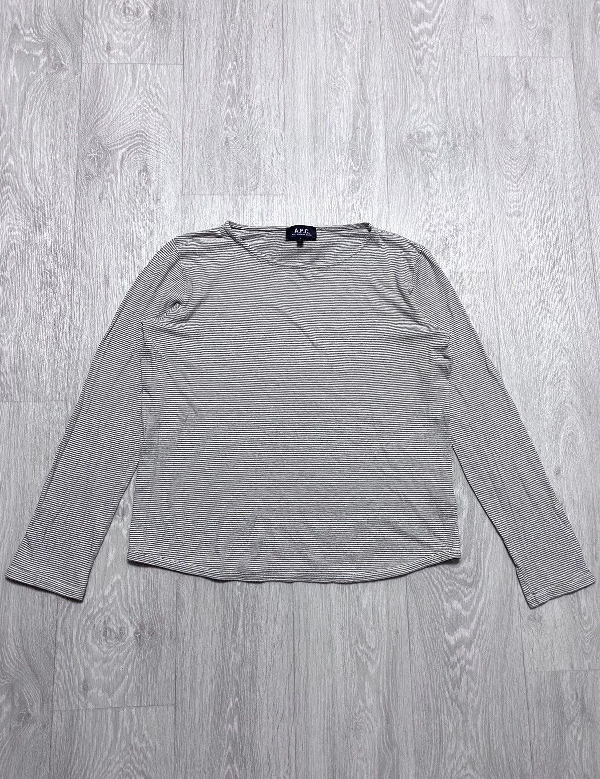 A.P.C. Womens A.P.C. APC Wide Neck Striped Cotton Long Sleeve Shirt Size L / US 10 / IT 46 - 5 Thumbnail
