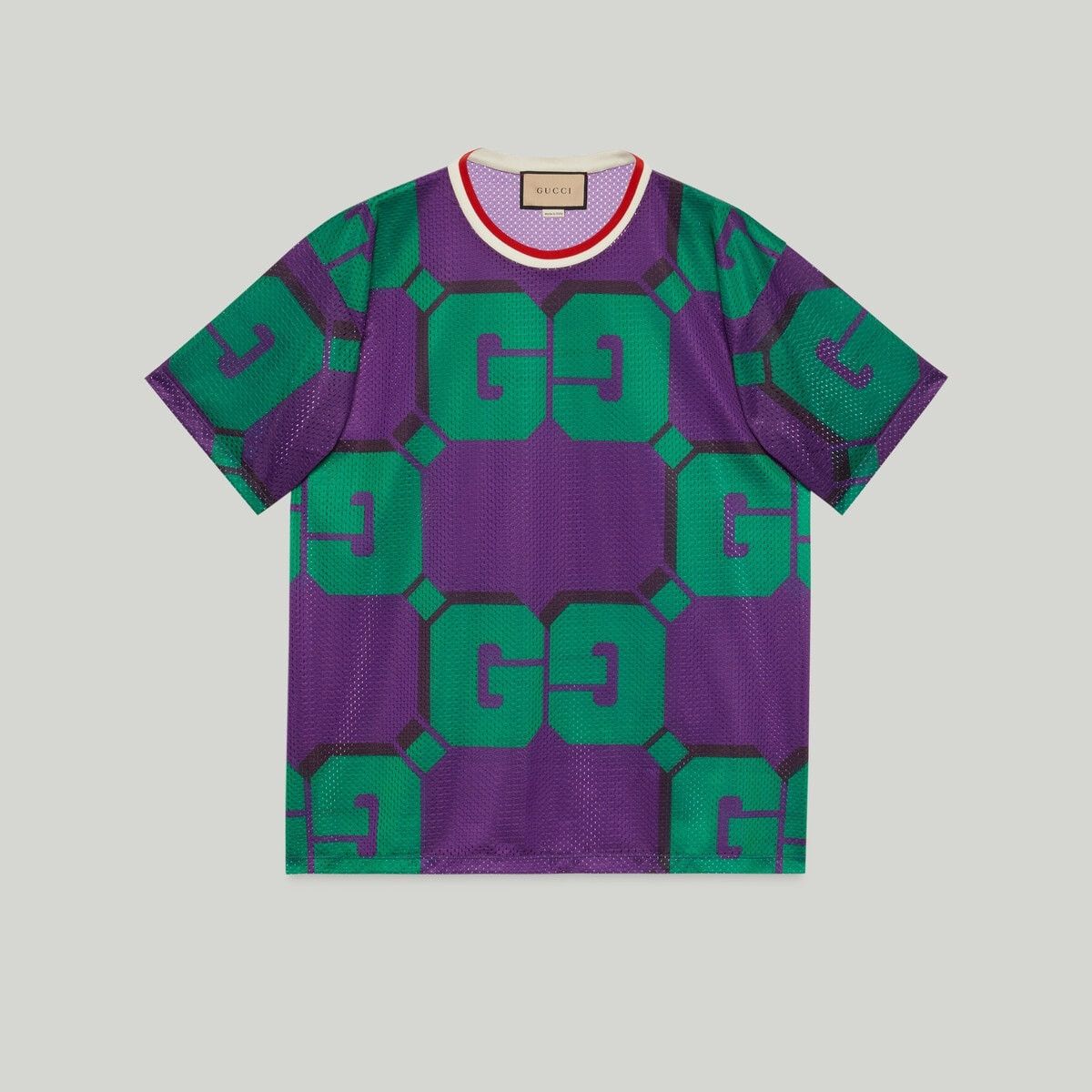 Gucci o1mt1gz0725 GG Print Mesh T-Shirt in Multicolor Size US L / EU 52-54 / 3 - 1 Thumbnail