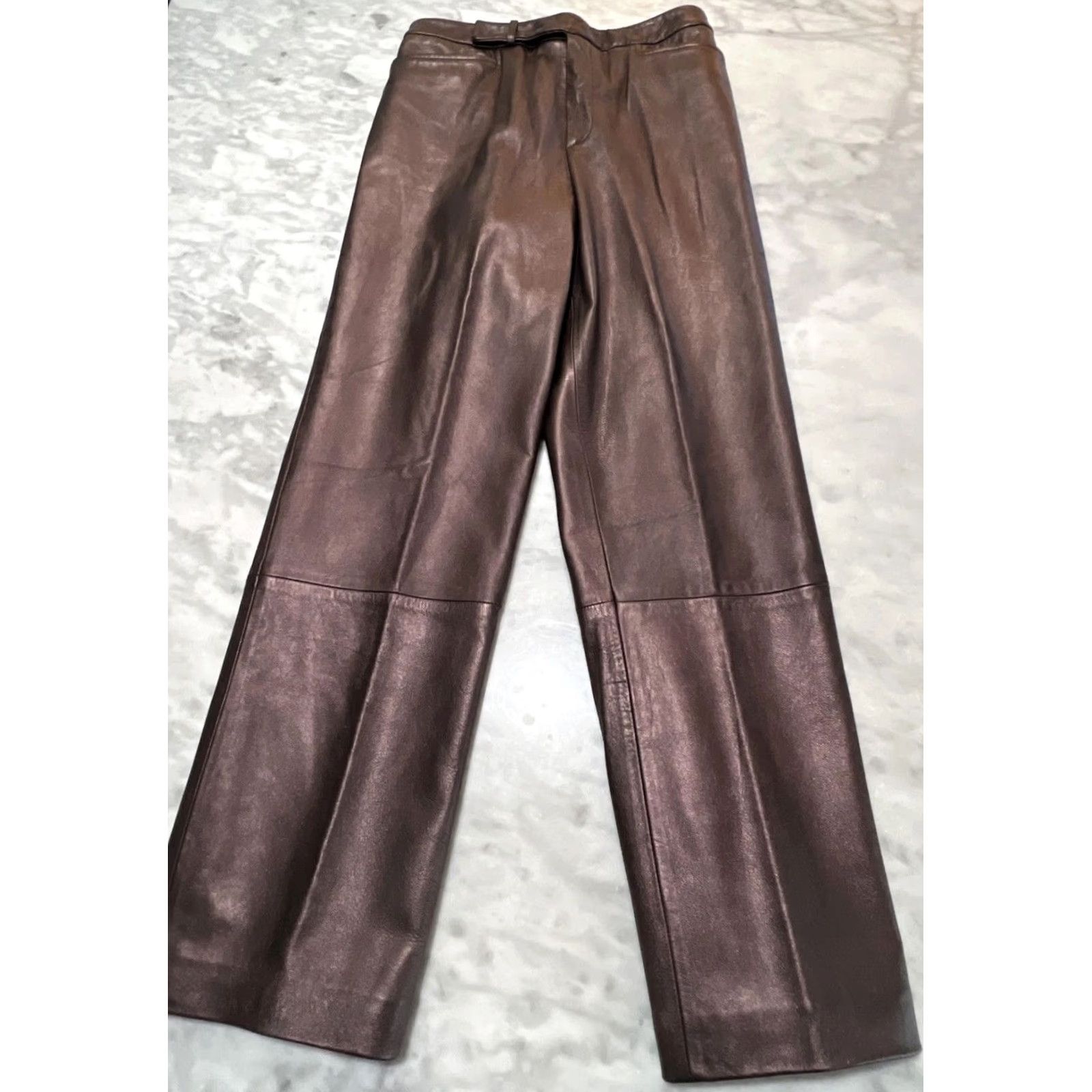 Ellen Tracy VINTAGE Linda Allard Ellen Tracy Pants Women 12 Leather Mauve 90s Size 34" / US 12 / IT 48 - 2 Thumbnail