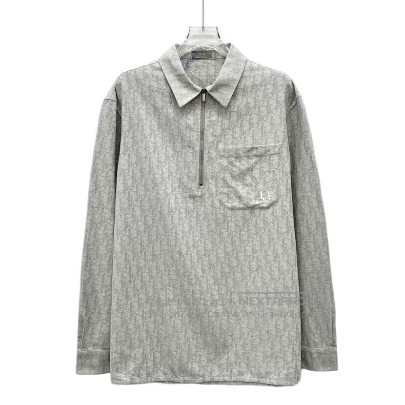 Dior Dior Size 38 Gray logo old flower full print cotton lapel s Size US XXS / EU 40 - 1 Thumbnail