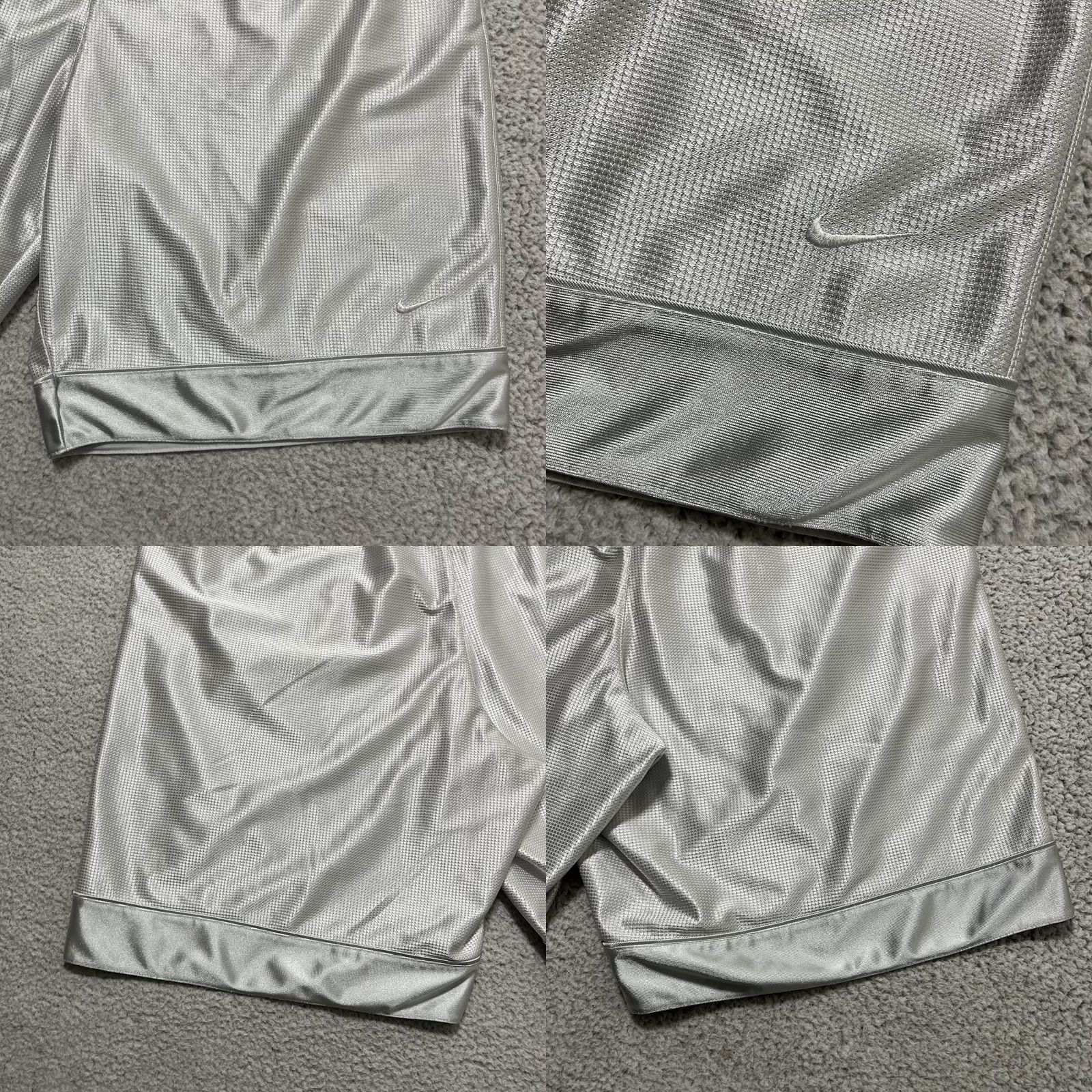 Nike VINTAGE Nike Shorts Mens XL White Basketball Training Gym Dazzle Shiny Y2K Swoosh Silky Size US 36 / EU 52 - 8 Thumbnail