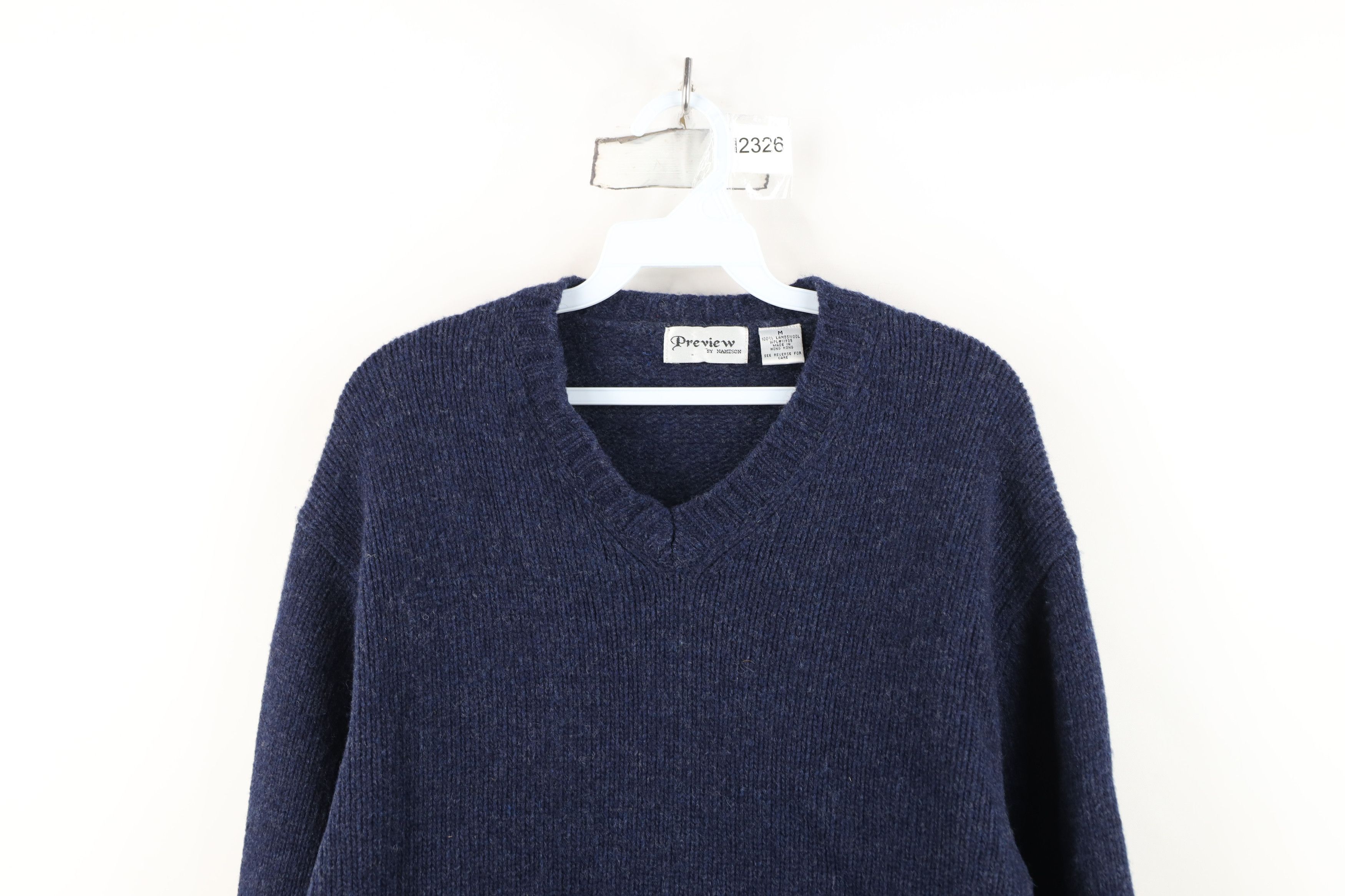 Vintage Vintage 90s Streetwear Lambswool Ribbed Knit V-Neck Sweater Size US M / EU 48-50 / 2 - 2 Thumbnail