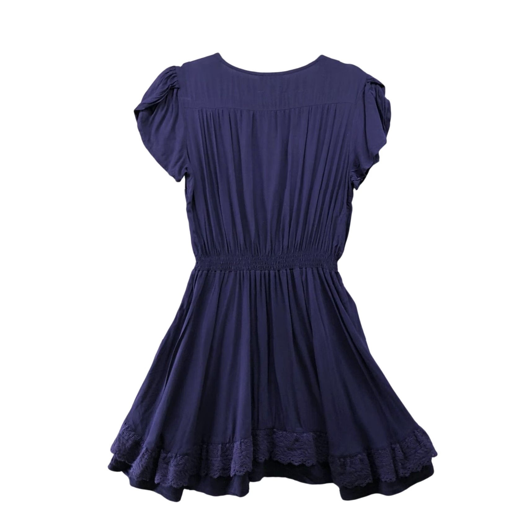 Vintage VINTAGE Jaase Mini Dress Womens Size S Blue V-Neck Short Sleeve A-Line Fit & Flare Summer Casual Size 28" / US 6 / IT 42 - 2 Thumbnail