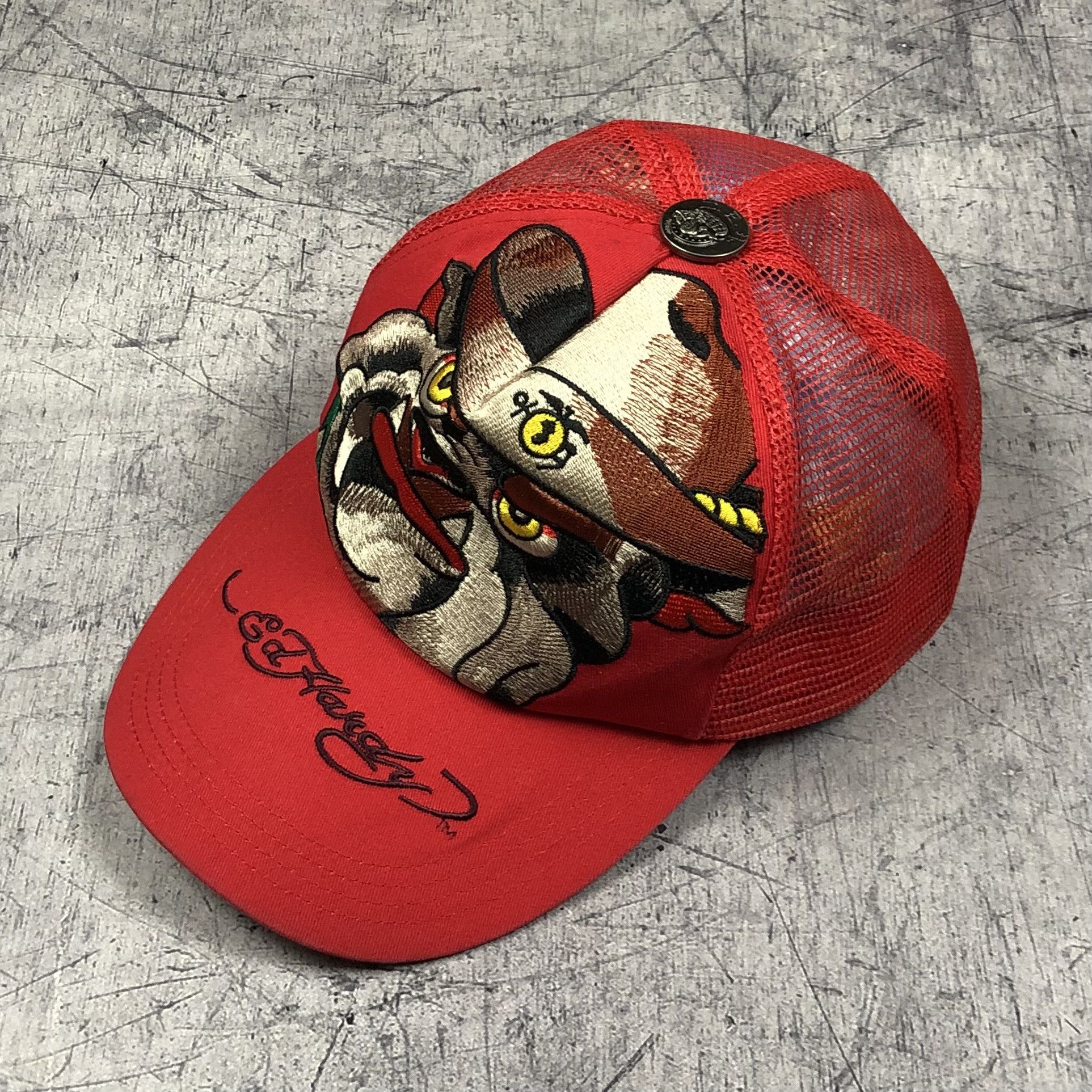 Christian Audigier Y2K Ed Hardy Bulldog Trucker Cap Size ONE SIZE - 2 Thumbnail