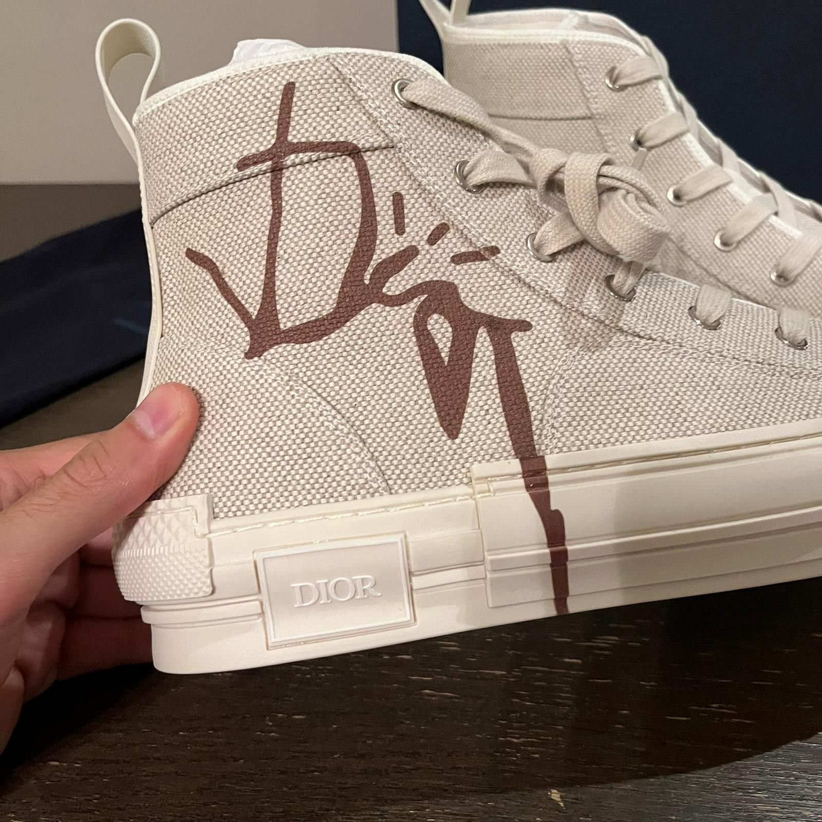 Dior × Travis Scott o1rshd1 Cactus Jack B23 High Top Logo Sneakers in Off White Size US 9 / EU 42 - 15 Thumbnail