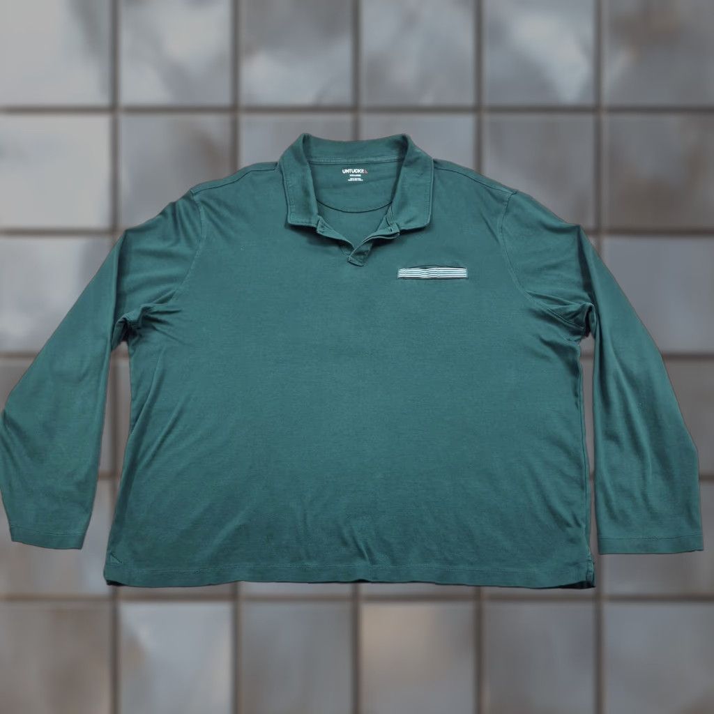 UNTUCKit UNTUCKit Polo Shirt Mens 3XL Green LS Damaschino Pocket Long Sleeve Cotton Knit Shirt Size US XXL / EU 58 / 5 - 1 Thumbnail