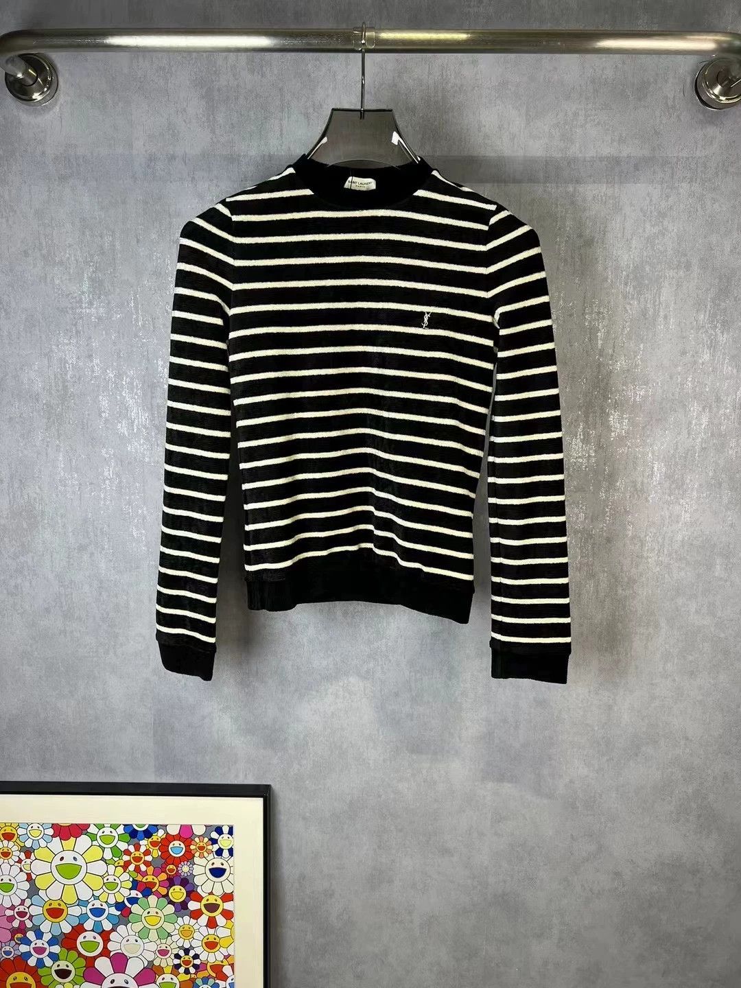 Saint Laurent Paris Saint Laurent Paris Black and white striped knitted sweater Size US M / EU 48-50 / 2 - 1 Thumbnail