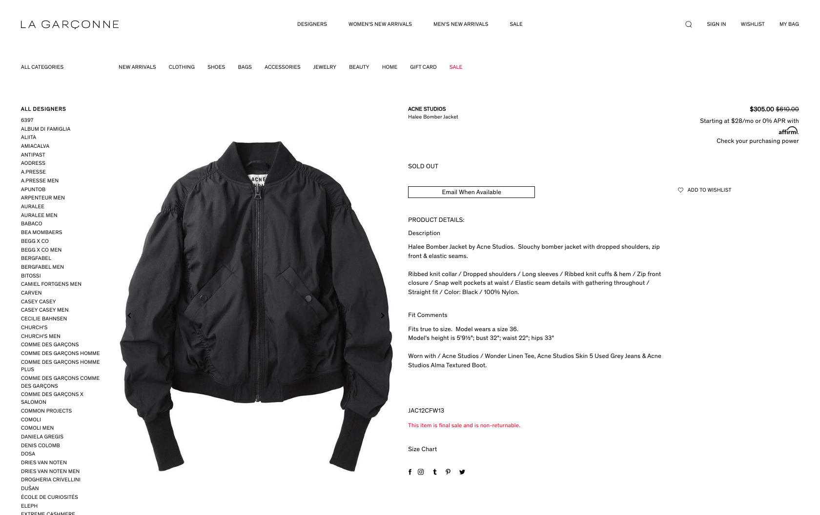 Acne Studios Halee Bomber Jacket Size XS / US 0-2 / IT 36-38 - 9 Thumbnail