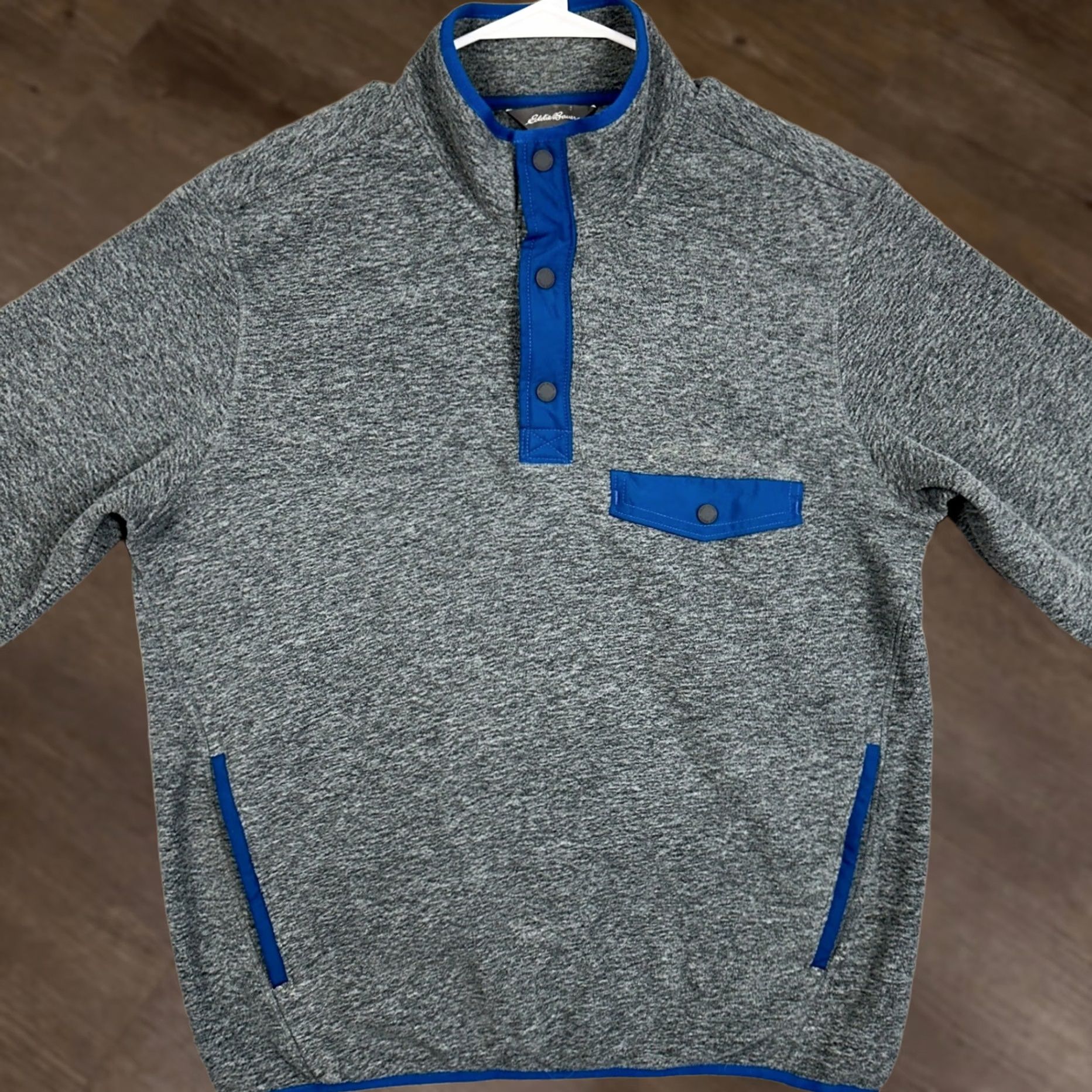 Eddie Bauer Eddie Bauer Mens Sweatshirt Pullover Gray Fleece Snap Button Pockets Medium EUC Size US M / EU 48-50 / 2 - 1 Thumbnail