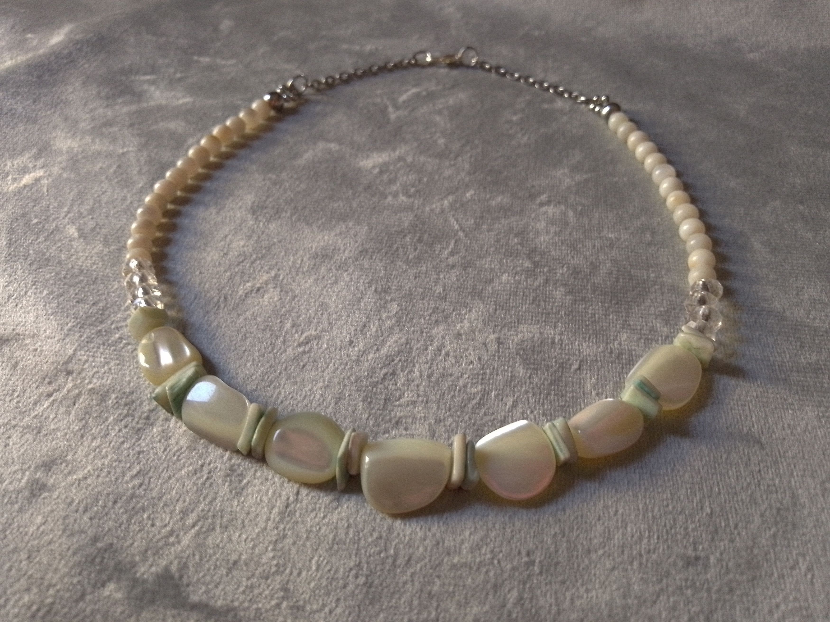 Handmade Necklace White/Ivory Gemstones Mother of Pearl Crystal Size ONE SIZE - 3 Thumbnail