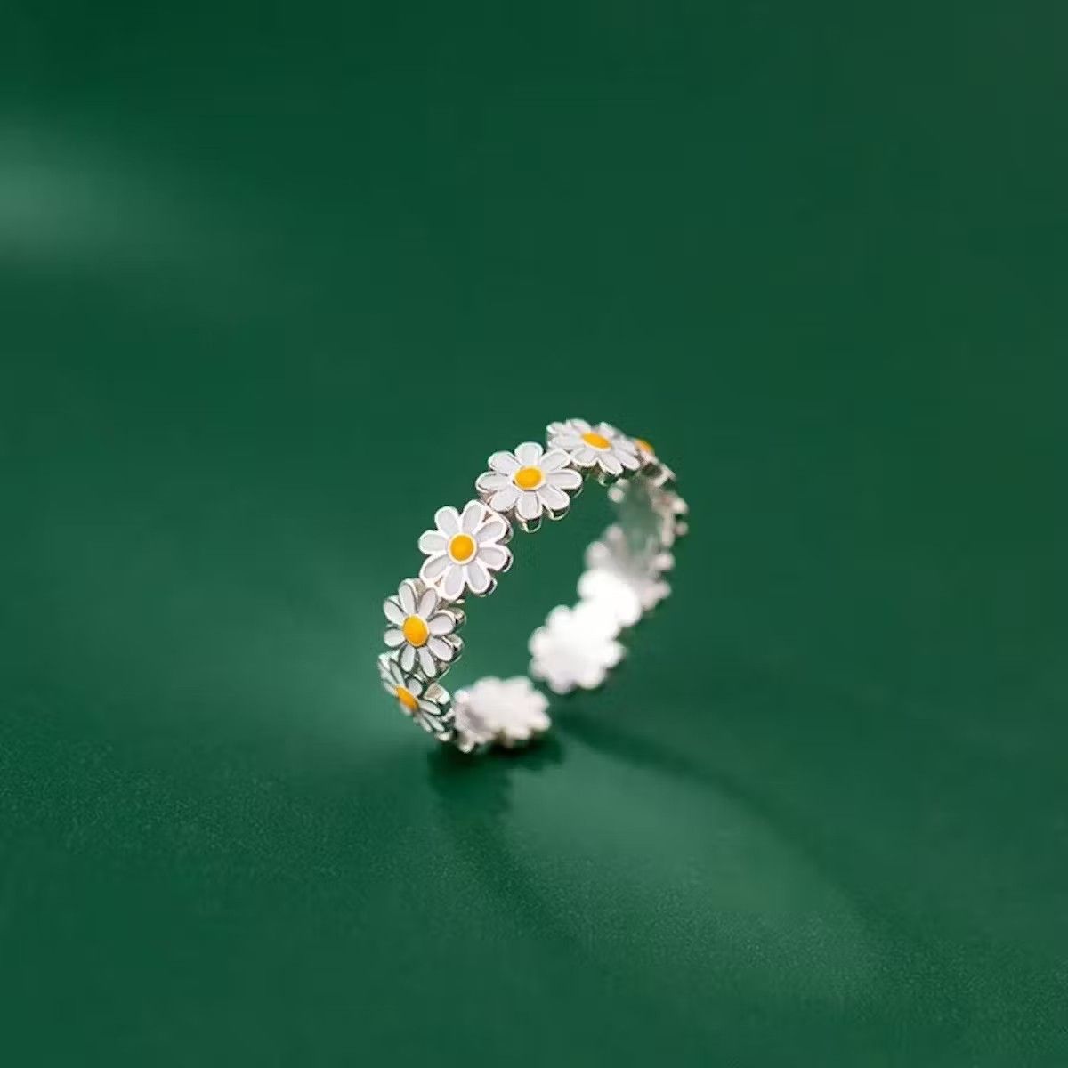 Jewelry Flower Ring Plant Silver Fleur Modern Punk Art Daisy Golf Size ONE SIZE - 4 Thumbnail