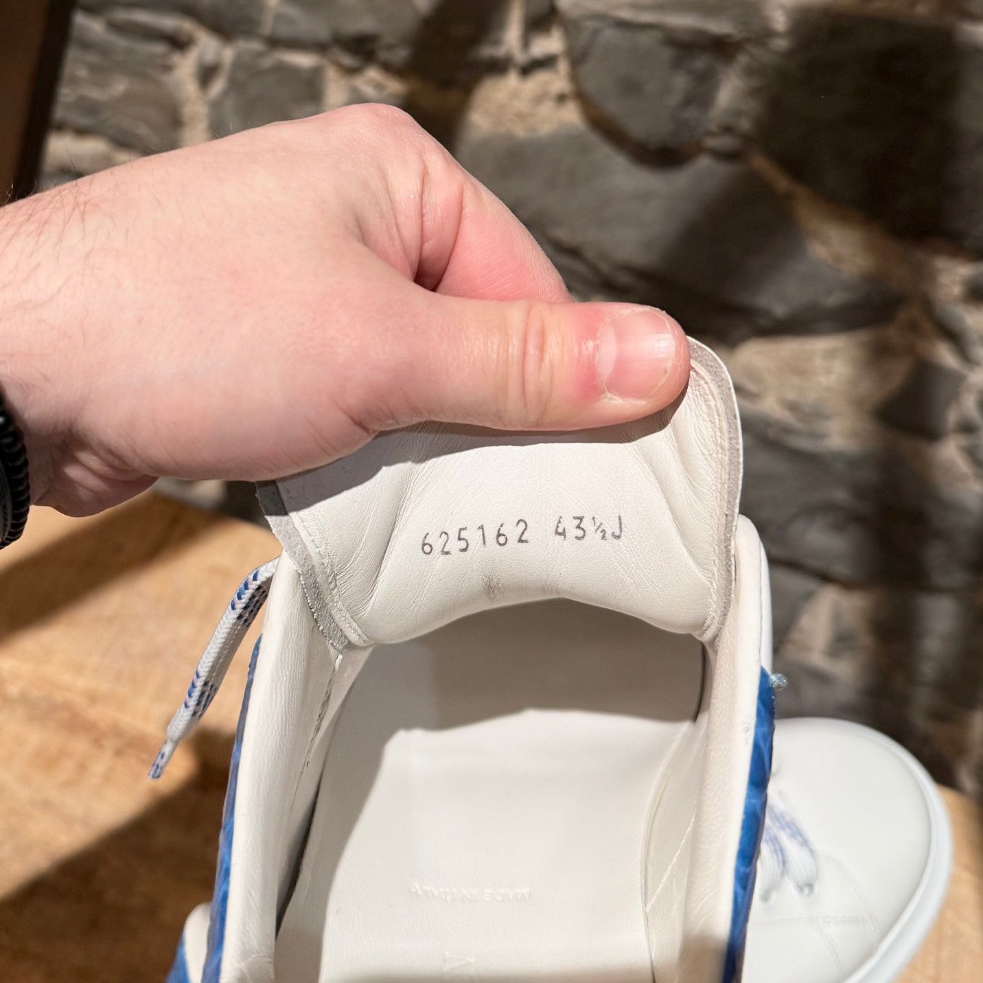 Alexander McQueen Alexander McQueen White Blue Croc Larry Oversized Sneakers Size US 9.5 / EU 42-43 - 11 Thumbnail
