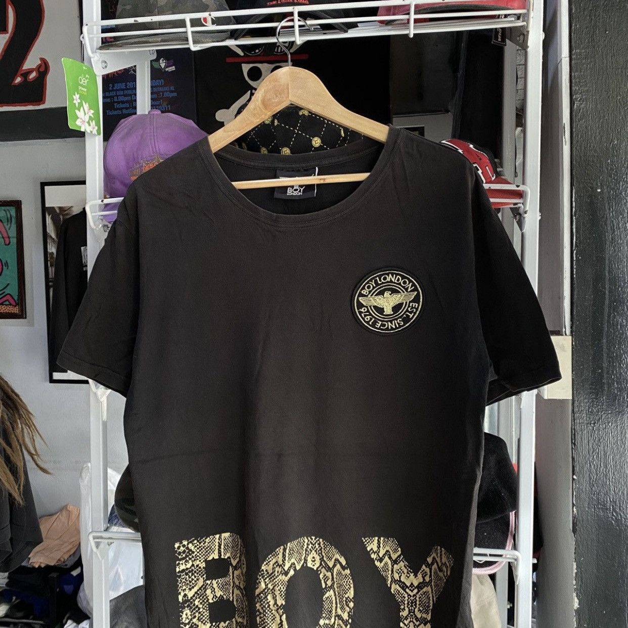 Boy London Boy London Snakeskin Spellout Eagle Logo T-Shirt Black Size US L / EU 52-54 / 3 - 3 Thumbnail