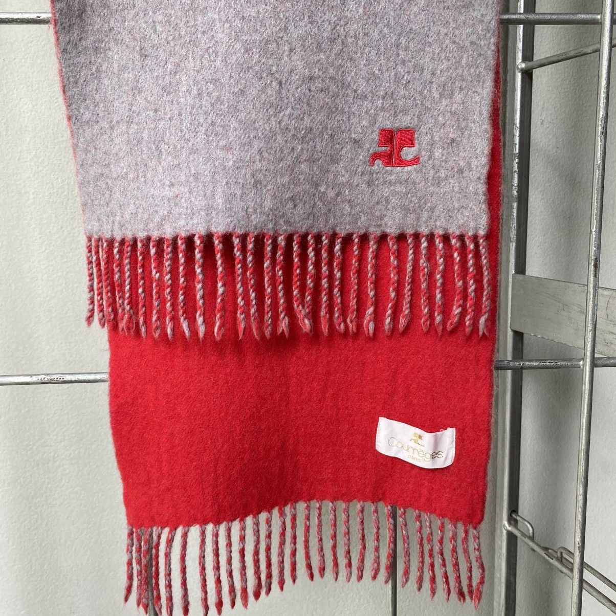 Courreges COURREGES Red & Grey 100% Wool Scarf Size ONE SIZE - 3 Thumbnail