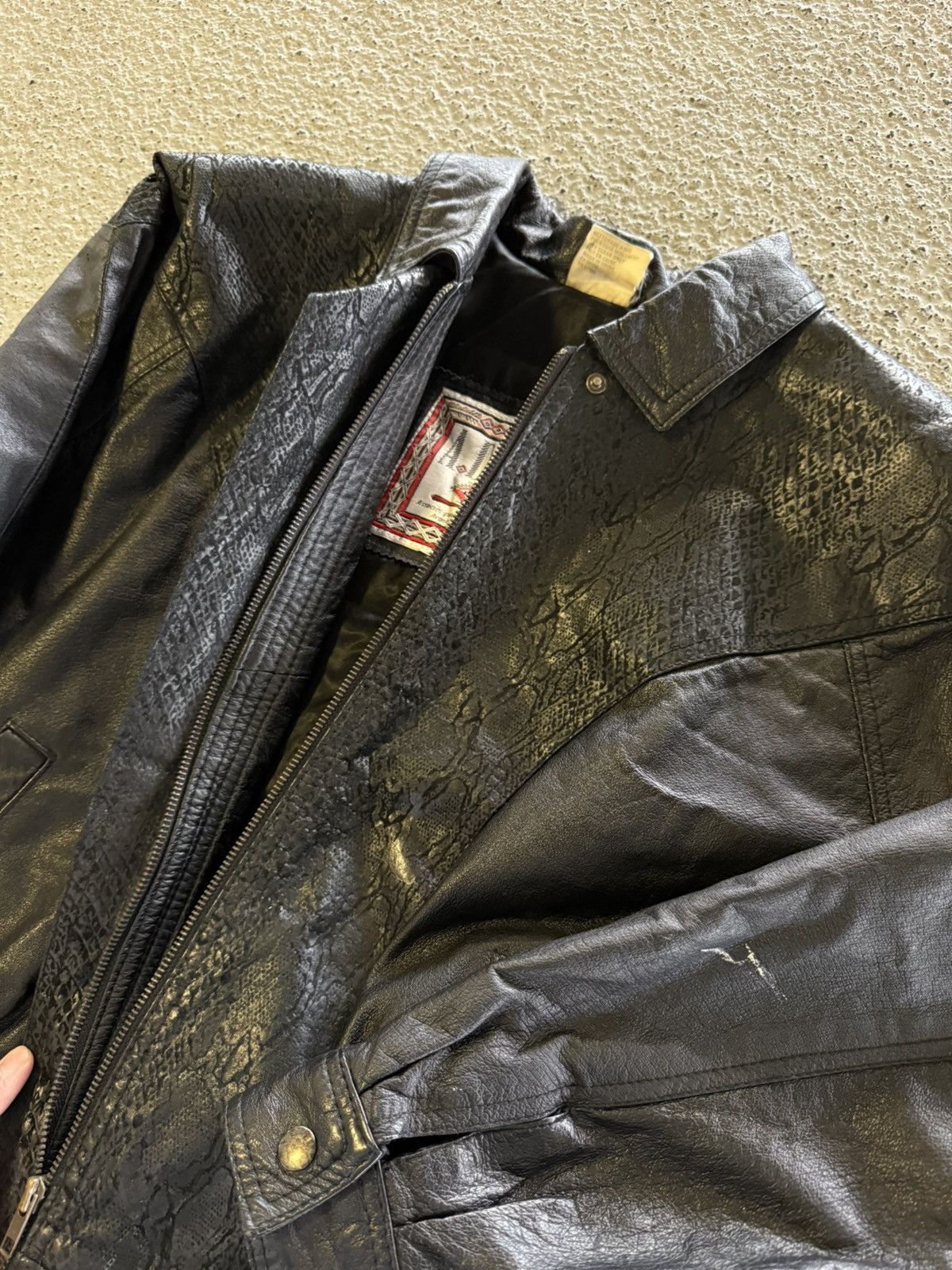Japanese Brand × Vintage Crazy Vintage Leather French Made 90s Snakeskin USA Black Size US M / EU 48-50 / 2 - 6 Thumbnail