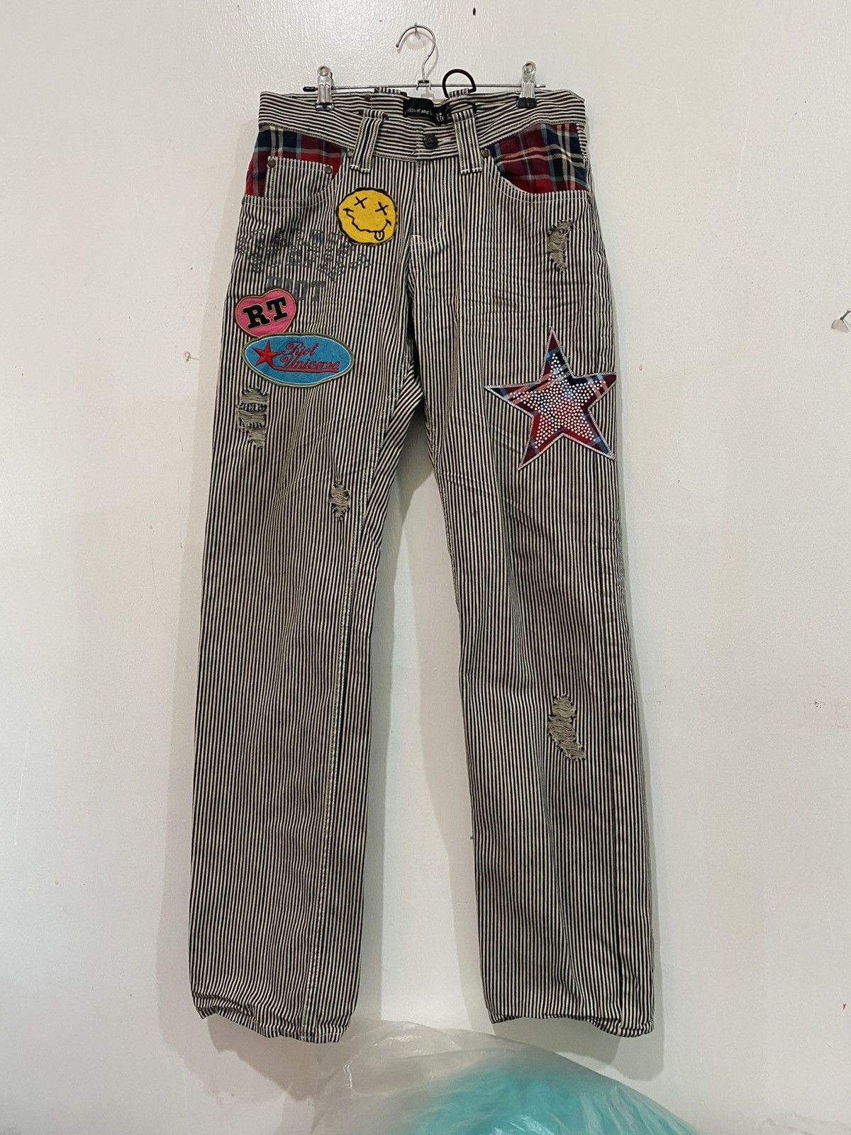 Japanese Brand Riot Jeans Riot Hickory Denim Jeans Punk Distressed Pant Size US 31 - 1 Thumbnail