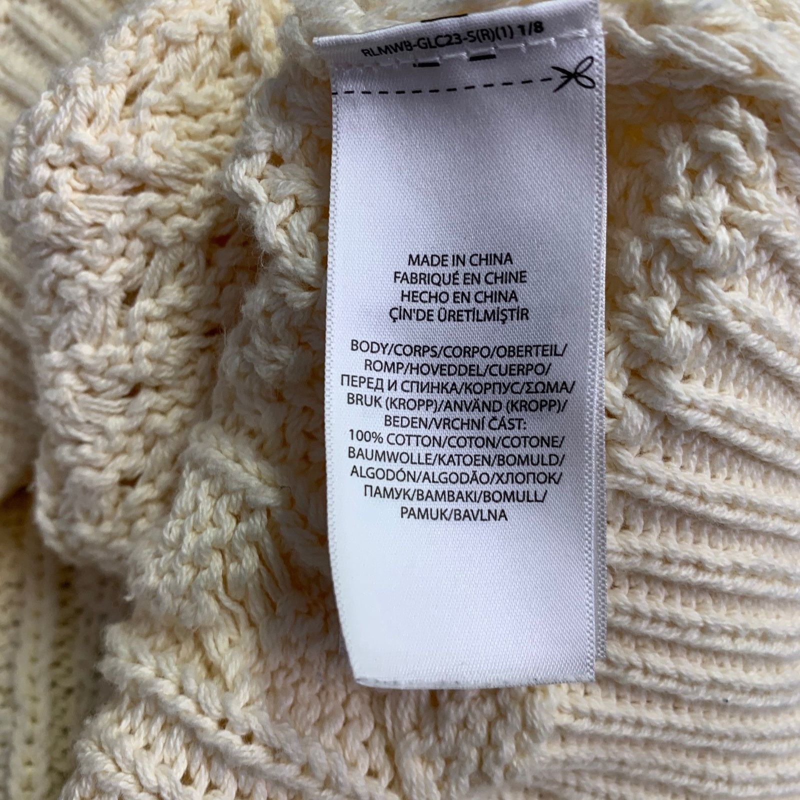 Polo Ralph Lauren Size L Cream Cable Knit Cotton Crew Neck Sweater Size US L / EU 52-54 / 3 - 13 Thumbnail