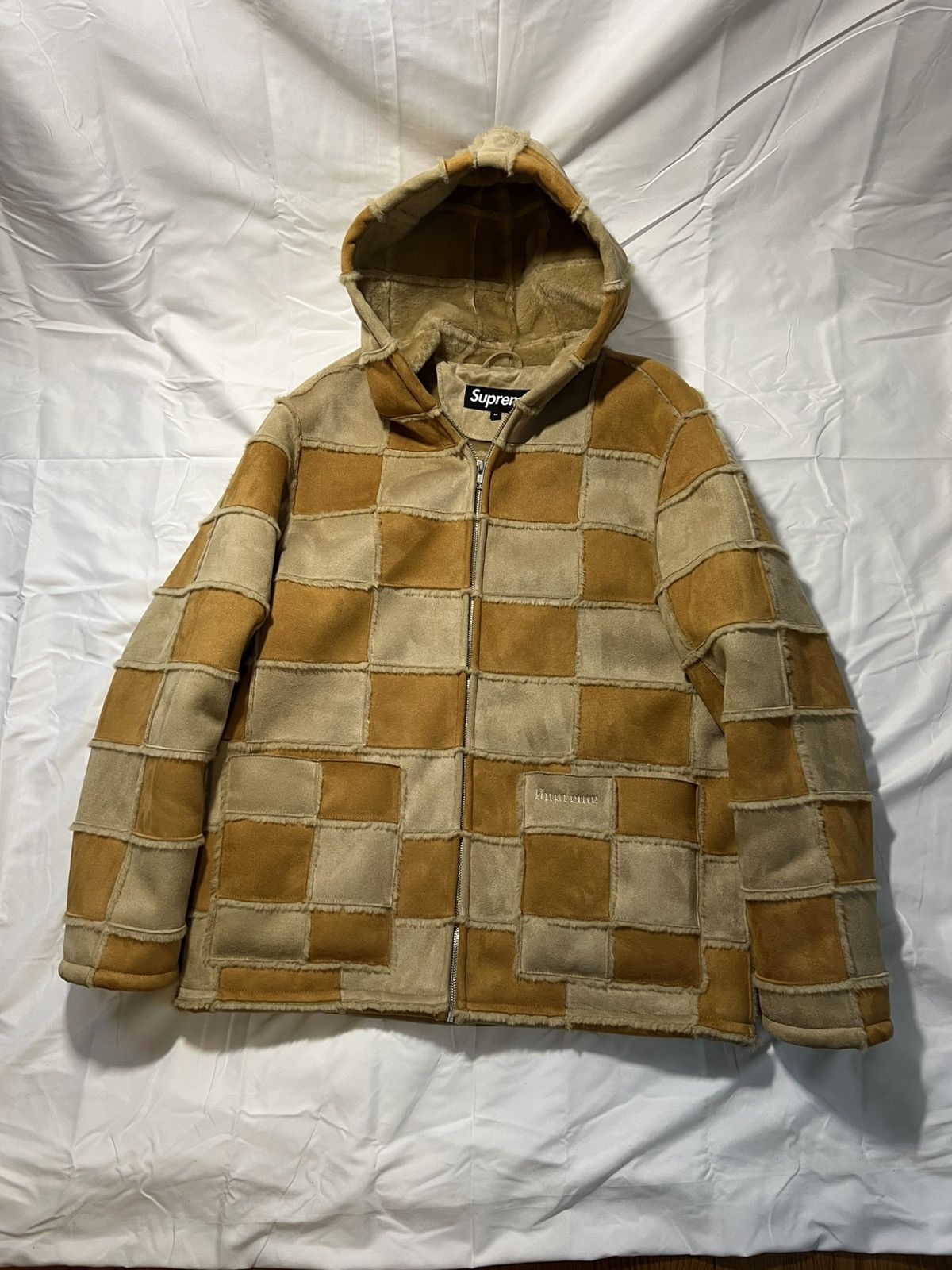 Supreme Supreme 2020 Faux Suede Patchwork Hooded Jacket Brown Size M Size US M / EU 48-50 / 2 - 1 Thumbnail