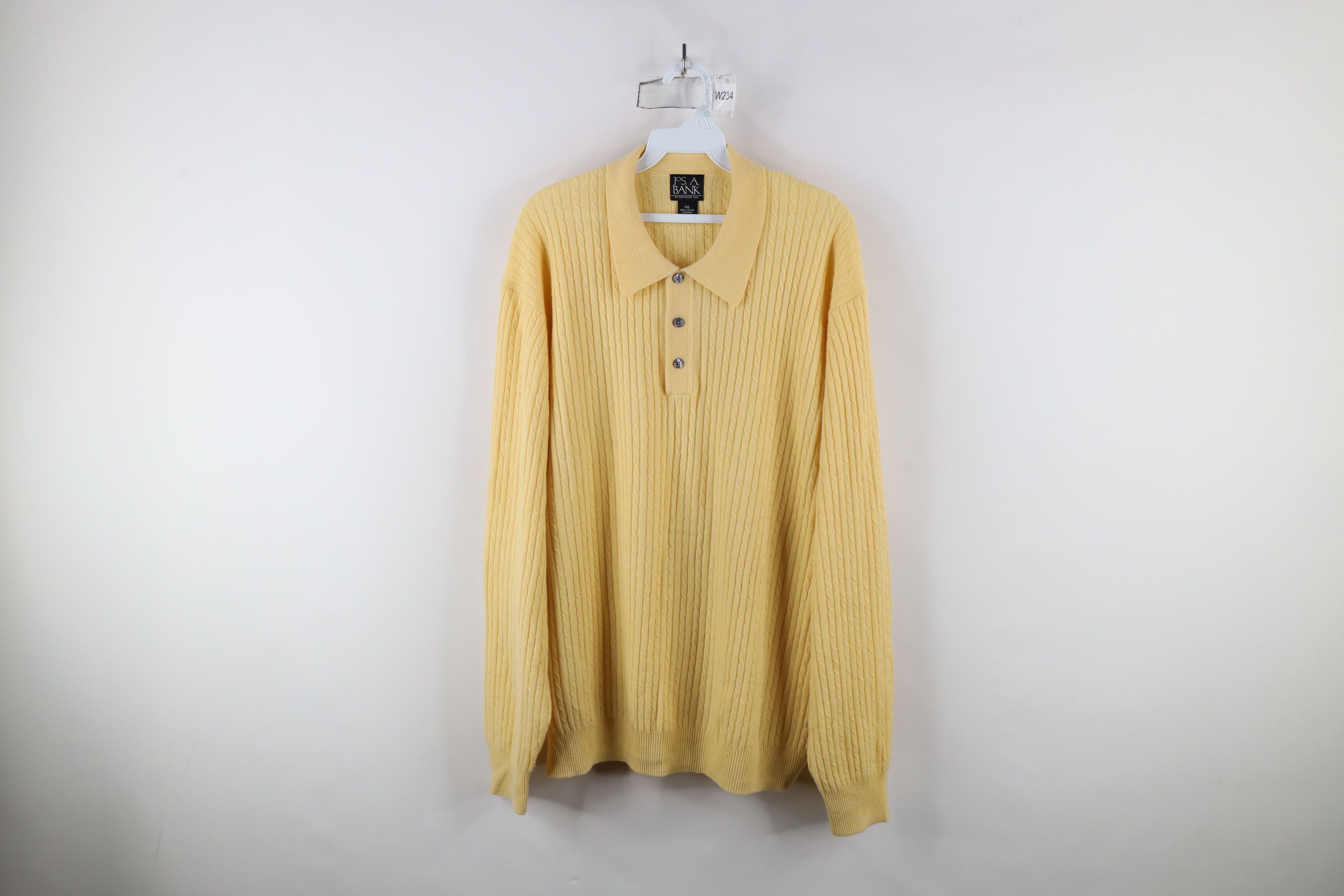 Jos. A. Bank × Vintage Vintage Jos A Bank Soft Cashmere Cable Knit Collared Sweater Size US XXL / EU 58 / 5 - 1 Thumbnail