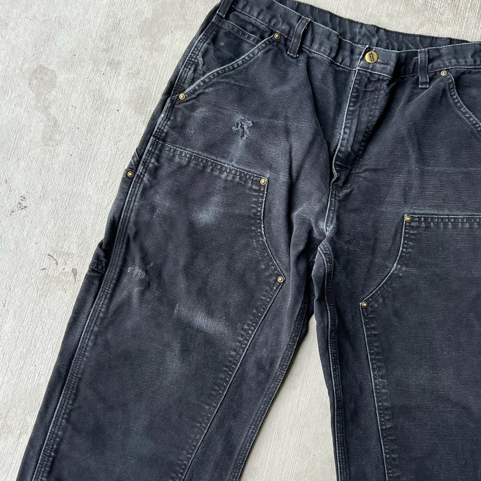 Carhartt × Vintage Carhartt faded black double knee work wear carpenter pants Size US 33 - 3 Thumbnail
