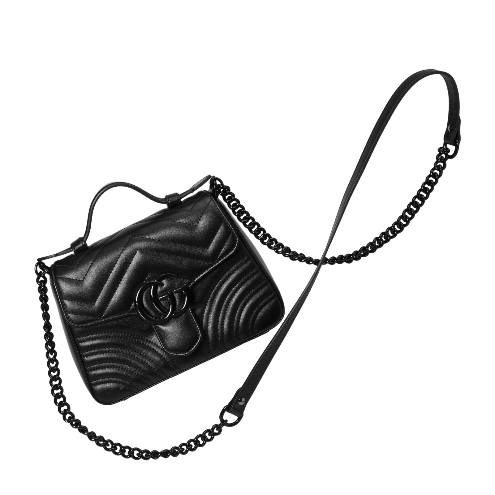 Gucci Gucci Marmont Small Black Chevron Top Handle NEW AUTH Size ONE SIZE - 3 Thumbnail