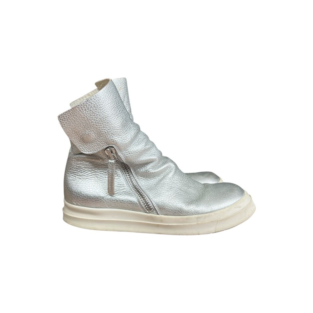 Cinzia Araia Cinzia Araia silver leather side zip hi top sneaker Size US 9.5 / EU 42-43 - 6 Thumbnail