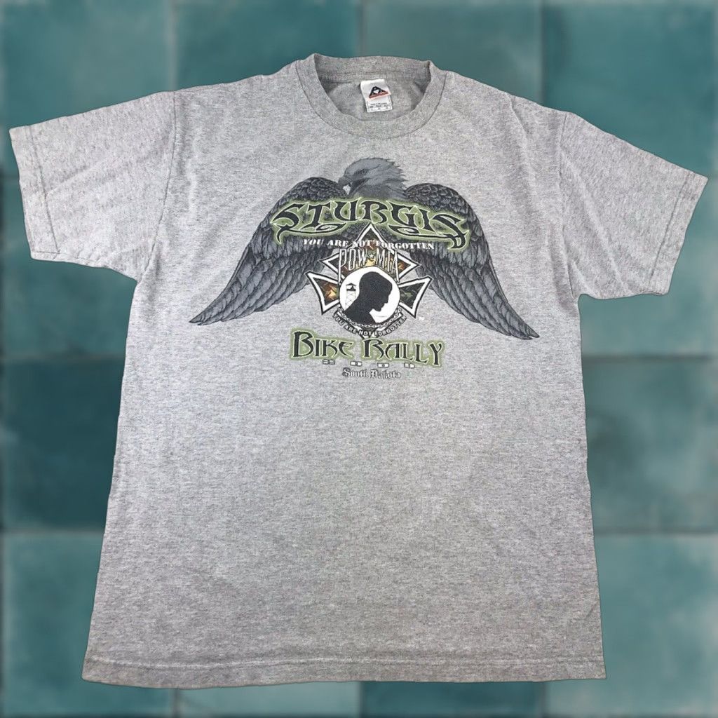 Vintage VINTAGE Sturgis Shirt Mens L Gray Motorcycle 2009 South Dakota Alstyle Graphic Tee Size US L / EU 52-54 / 3 - 1 Thumbnail