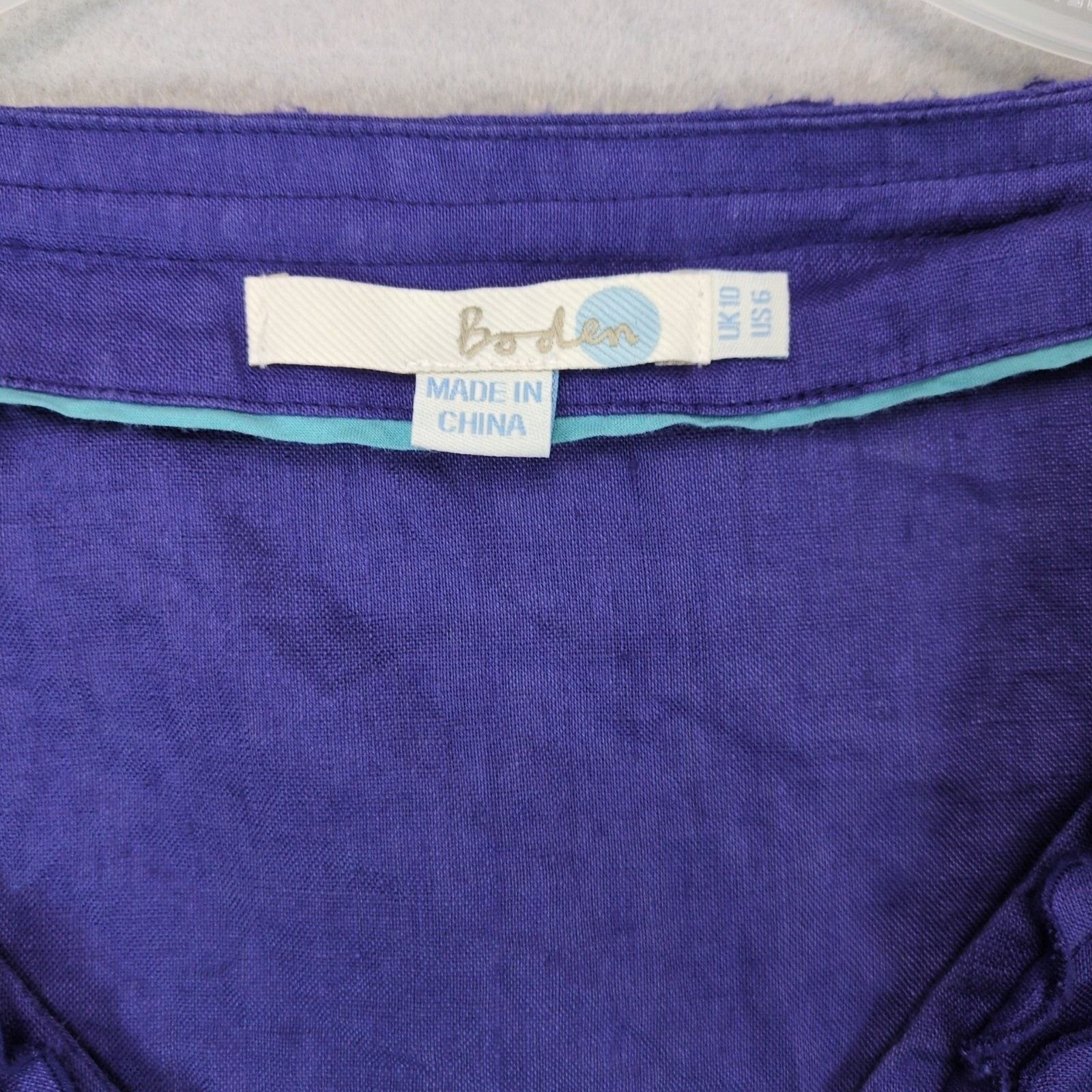 Boden Boden Women's 6 100% Linen Purple Babydoll Tunic Top Size M / US 6-8 / IT 42-44 - 2 Thumbnail