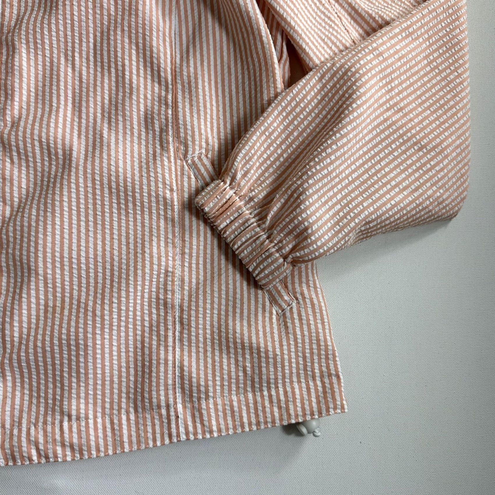 Orvis ORVIS Jacket Women's Size Medium White Striped Seersucker Zip-Up Lightweight Size M / US 6-8 / IT 42-44 - 4 Thumbnail