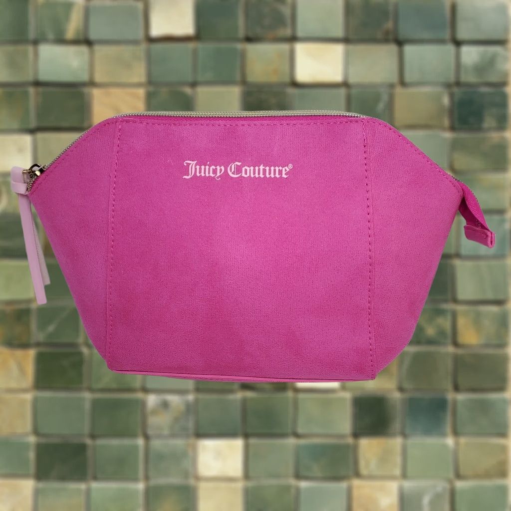 Juicy Couture Juicy Couture Zip Pouch Cosmetic Bag Faux Suede New NWOT Bright Pink & Gold Zip Size ONE SIZE - 1 Thumbnail