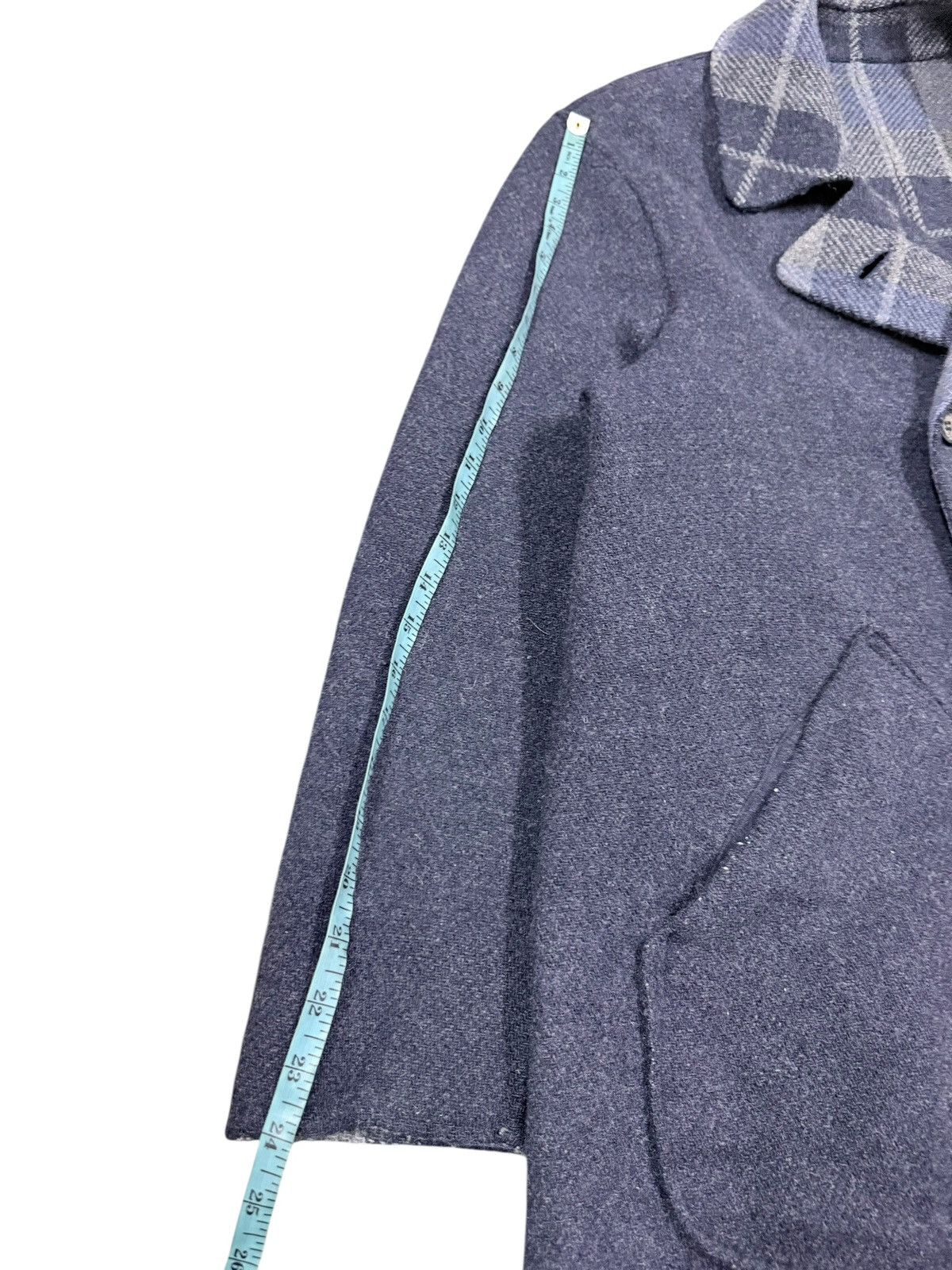 45rpm Vtg🔥45rpmStudio Mohair Indigo/Tartan Revesible Trench Jacket Size US L / EU 52-54 / 3 - 22 Thumbnail