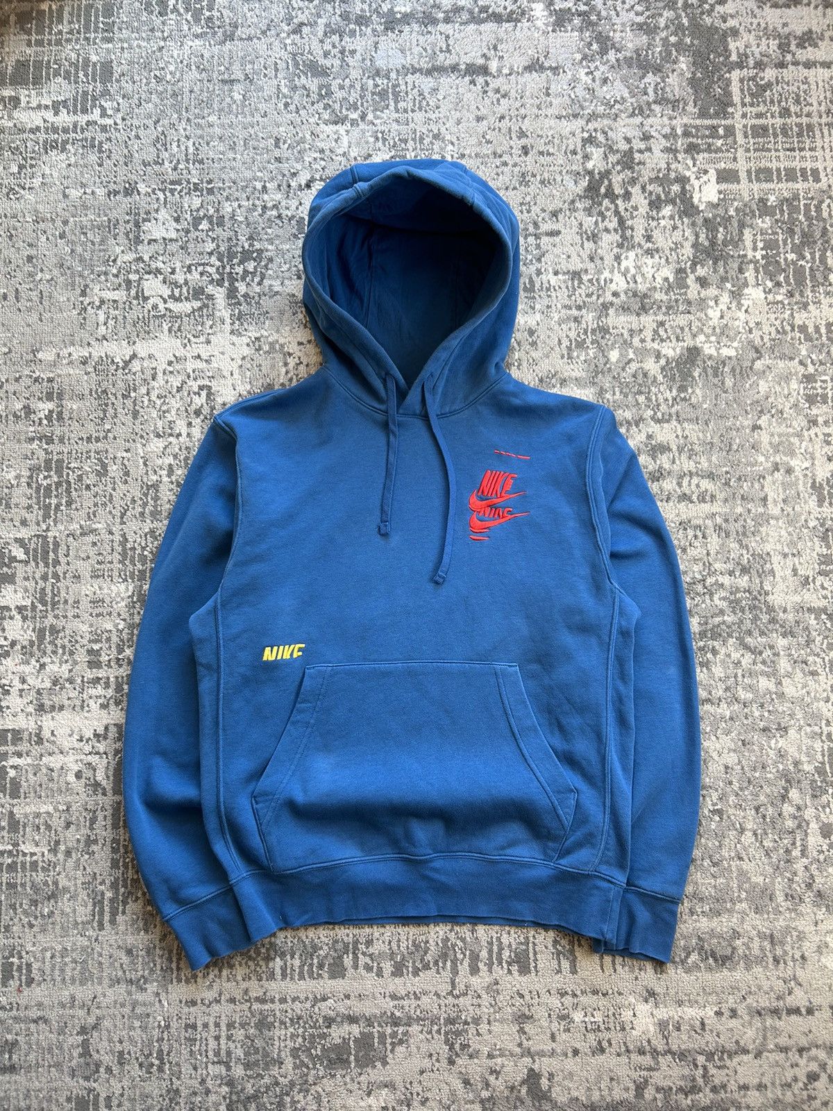 Blue red and yellow hoodie on sale