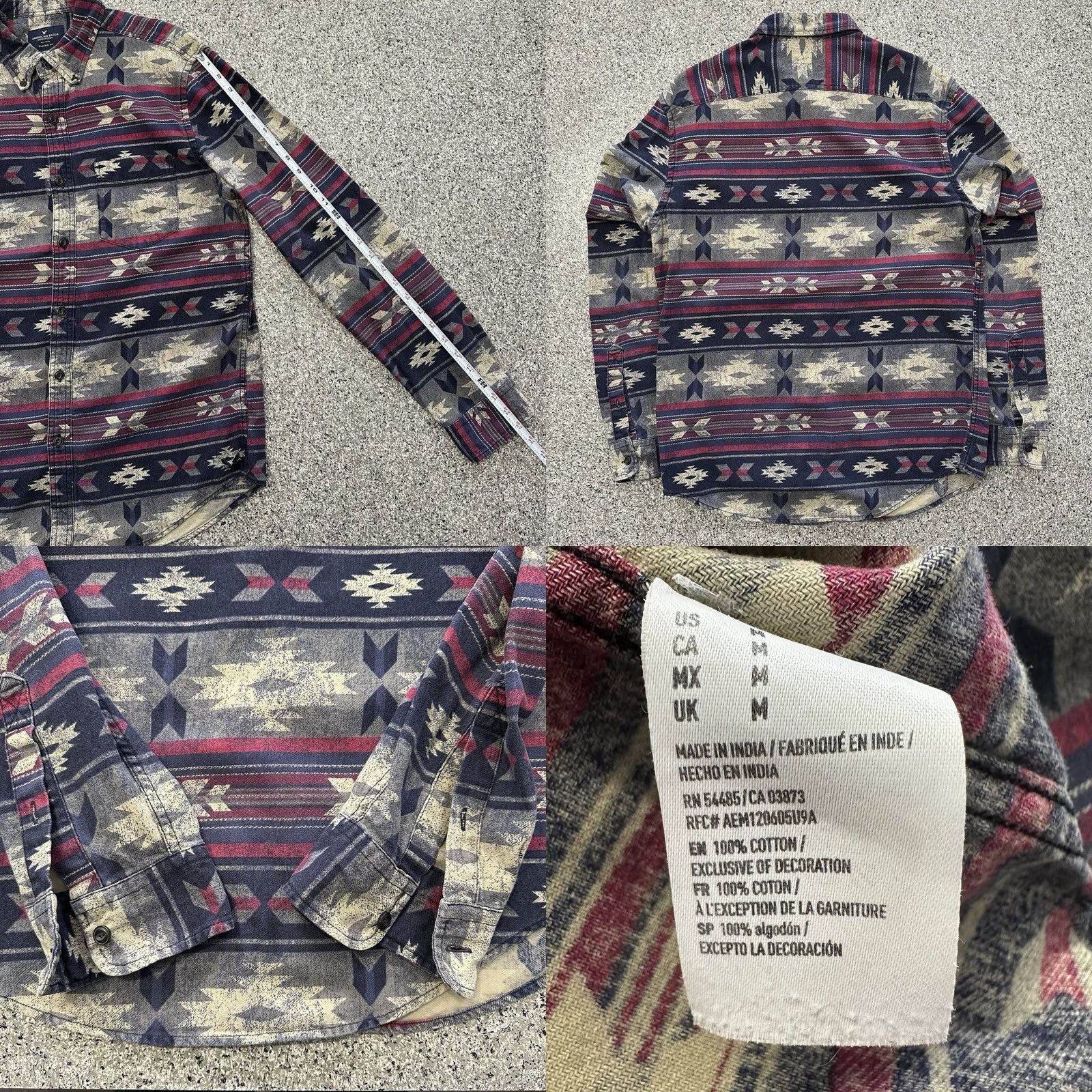 American Eagle Outfitters American Eagle Outfitters Flannel Shirt Mens M AE Classic Fit Aztec Western AOP Button Down Size US M / EU 48-50 / 2 - 8 Thumbnail