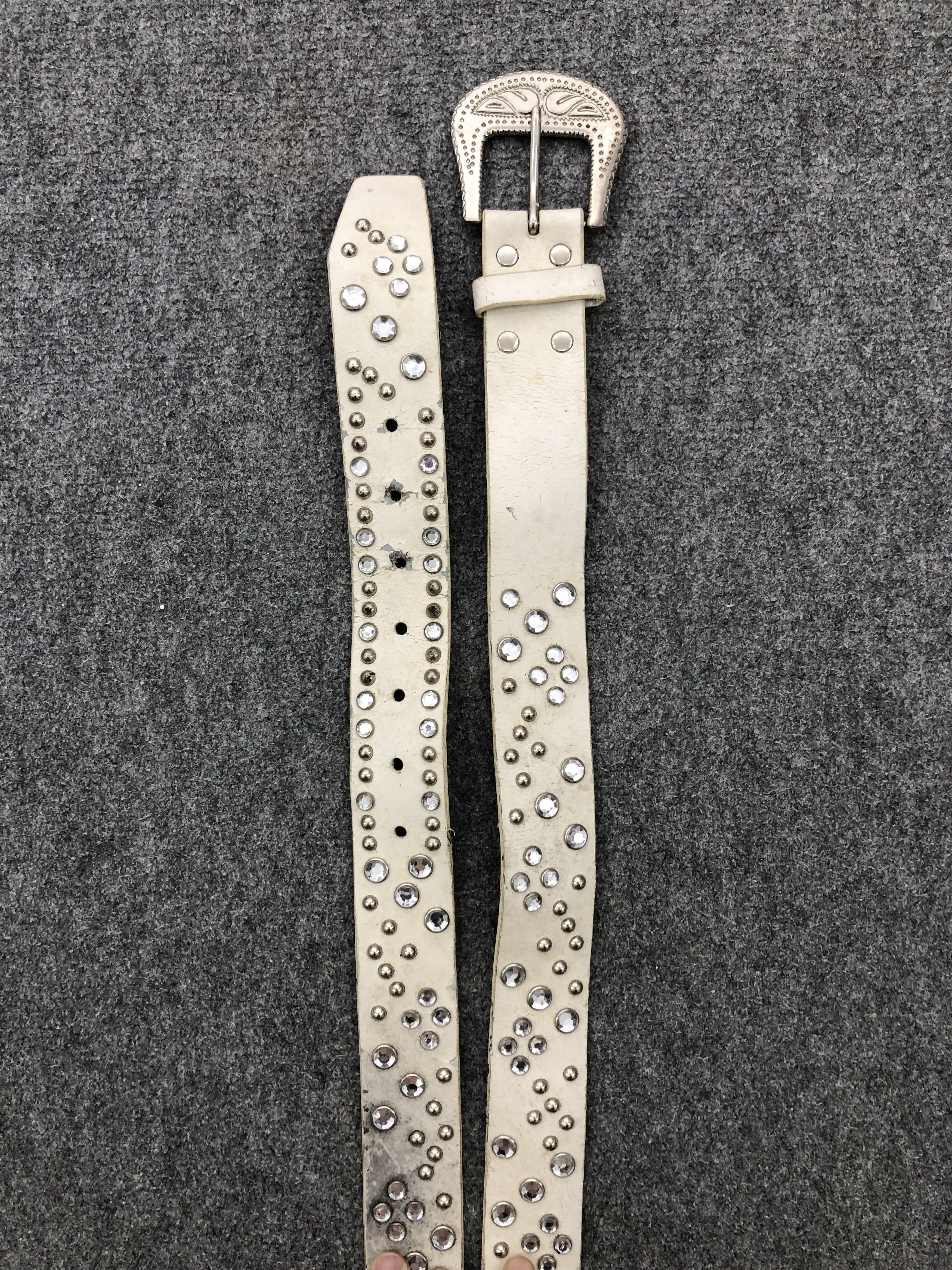 If Six Was Nine Vintage 70s Rhinestones Studded Punk Style Belt Size ONE SIZE - 4 Thumbnail