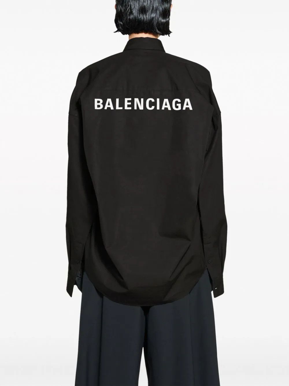Balenciaga o1mt1gz0924 Cocoon Shirt Large Fit in Black Size M / US 6-8 / IT 42-44 - 4 Thumbnail