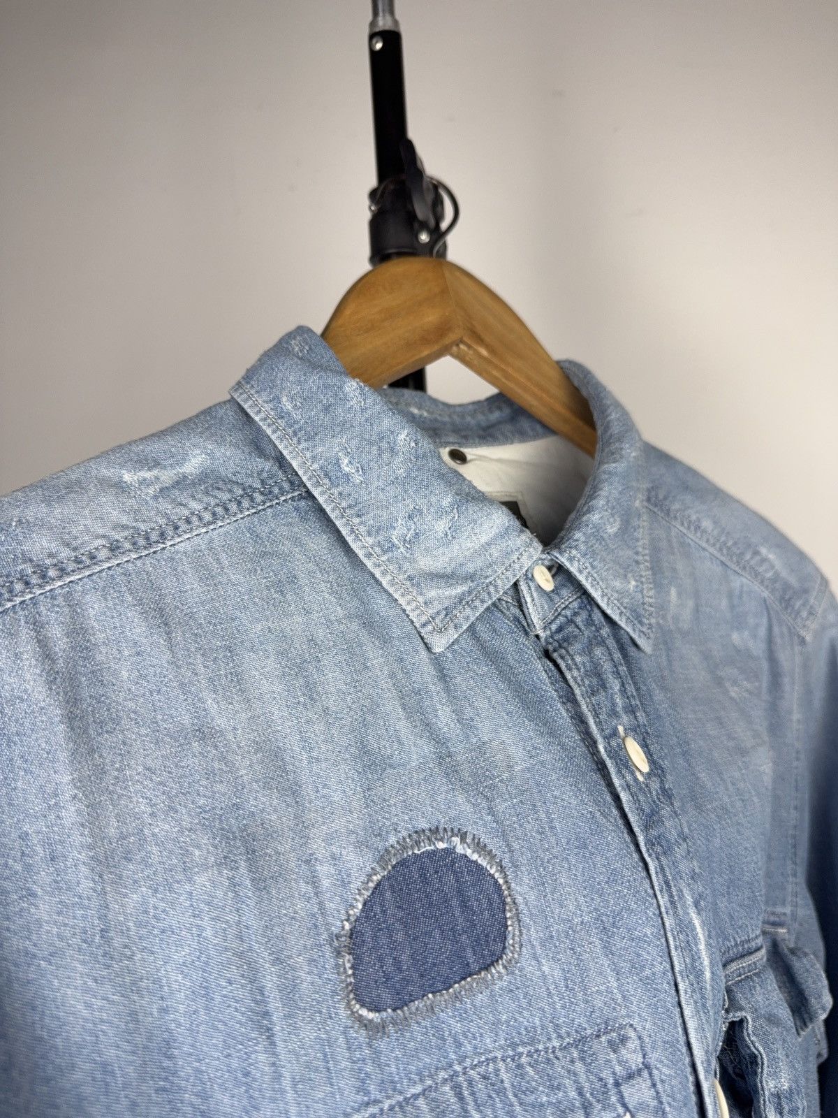 G-Star Retro 00s G-Star RAW Landon Distressed Denim Shirt L Size US L / EU 52-54 / 3 - 12 Thumbnail
