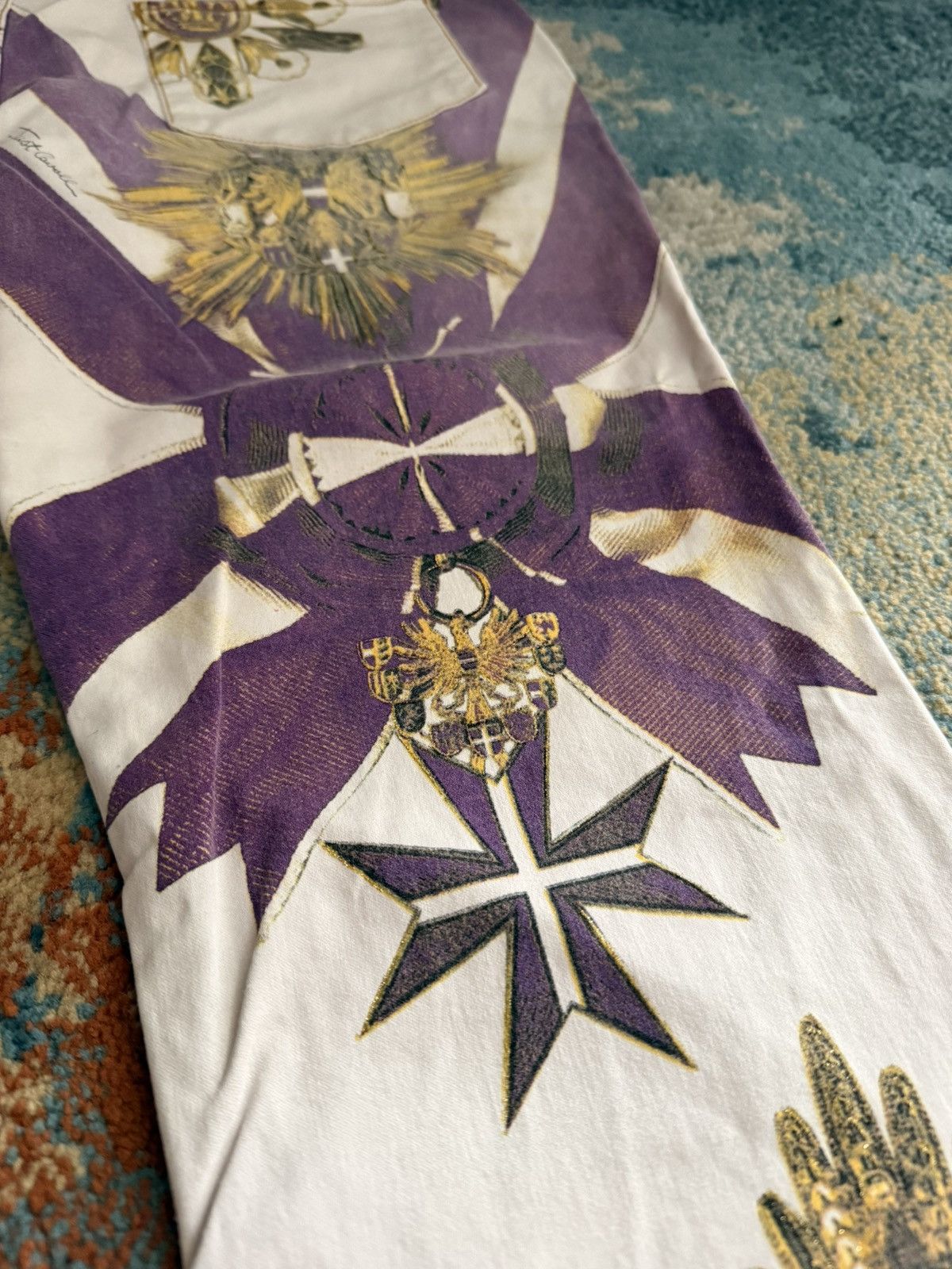Just Cavalli Archive Just Cavalli Gold Royalty Print Cross Vintage Pants Size 31" - 9 Thumbnail