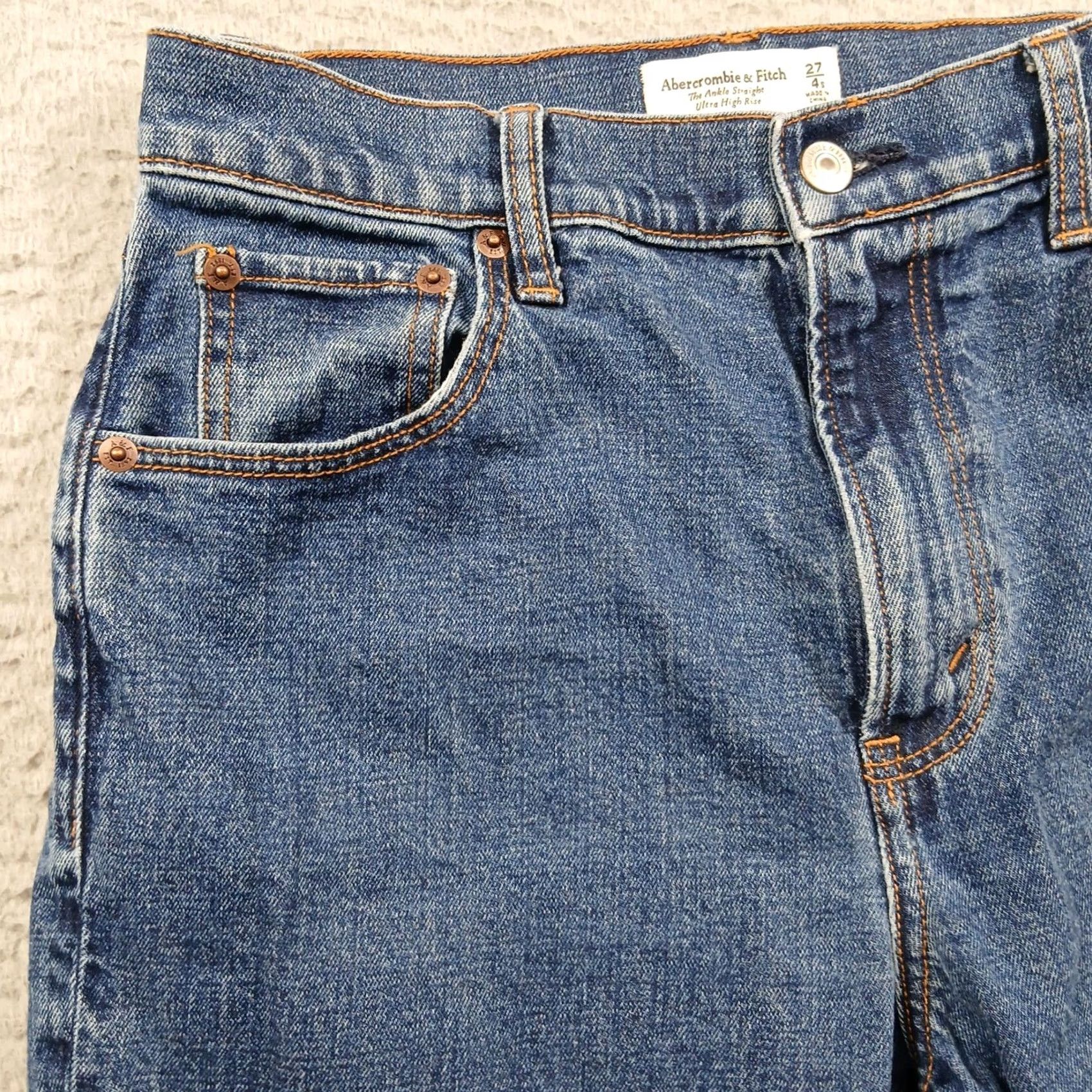 Abercrombie & Fitch VINTAGE Abercrombie & Fitch Curve Love The Ankle Straight Jeans 27P Blue 5-Pocket Stretch High Rise Womens 4S Size 27" / US 4 / IT 40 - 6 Thumbnail