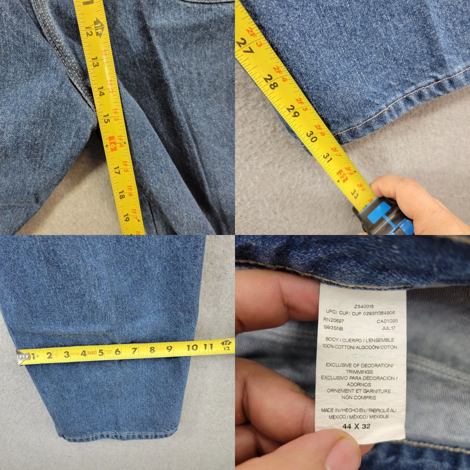 Dickies Dickies Jeans Mens 44x32 Blue Denim Carpenter Work Wear Cotton Adult Gorp Core Jeans Size US 44 / EU 60 - 9 Thumbnail