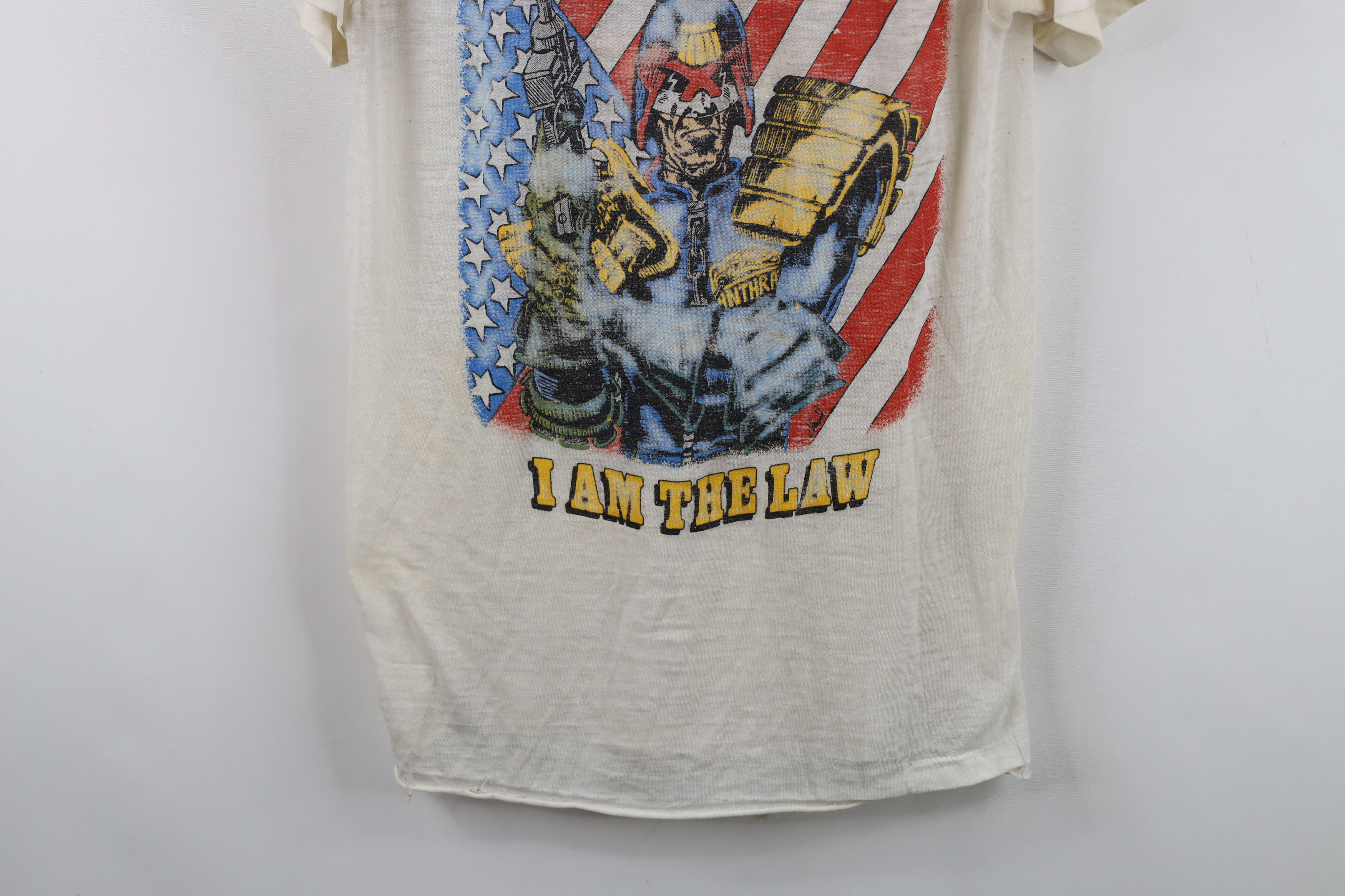 Vintage Vintage 80s Thin I Am The Law Anthrax Band T-Shirt White USA Size US S / EU 44-46 / 1 - 3 Thumbnail